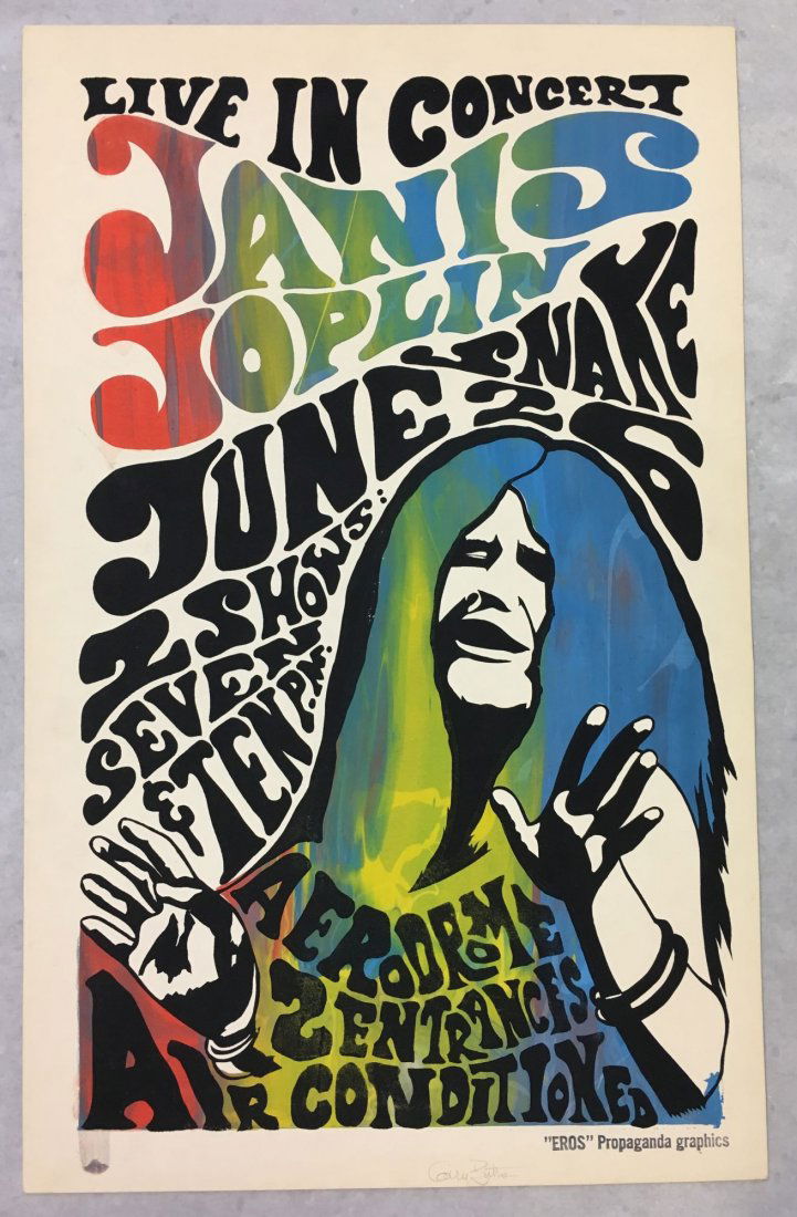 Janis Joplin 1968 NY Aerodrome Concert Poster