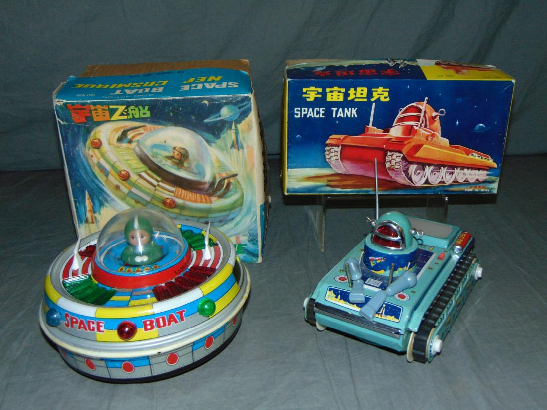 (2) Boxed B/O Space Toys, Space Boat & Tank, China (1 of 8)