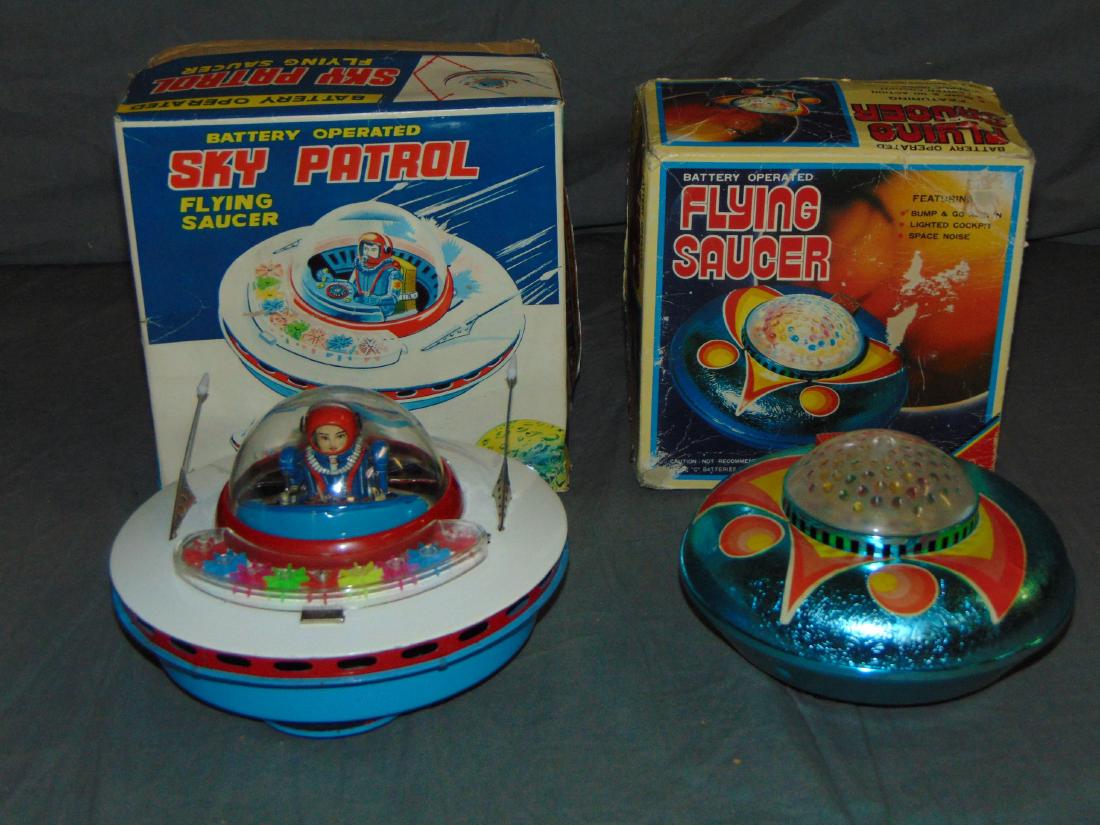 (2) Boxed B/O Flying Saucer Space Toys (1 of 7)