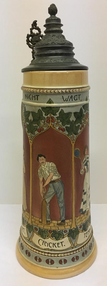 German Beer Stein. Sports Motif. (1 of 7)