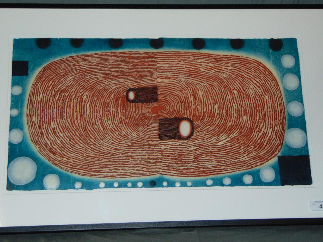 Karen Kunc, "Mercury" Woodcut in Colors, Signed: Original woodcut in colors by Karen Kunc. Titled "Mercury". Signed lower right and dated 2005. Numbered 2/4. Image approx. 15" x 28".