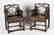 MARBLE INLAID CHINESE HONGMU CHAIRS PAIR (Y)
