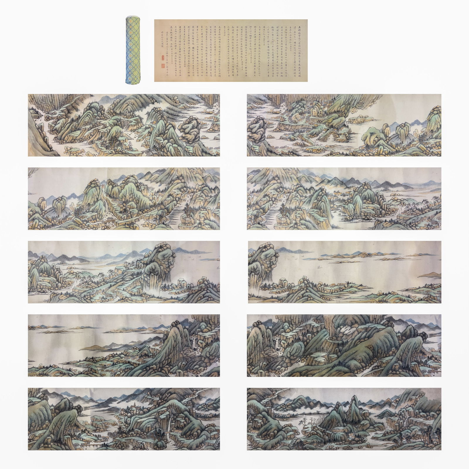 After Wang Shimin (1592-1680), Chinese Hand Scroll Painting of Landscape (1 of 14)