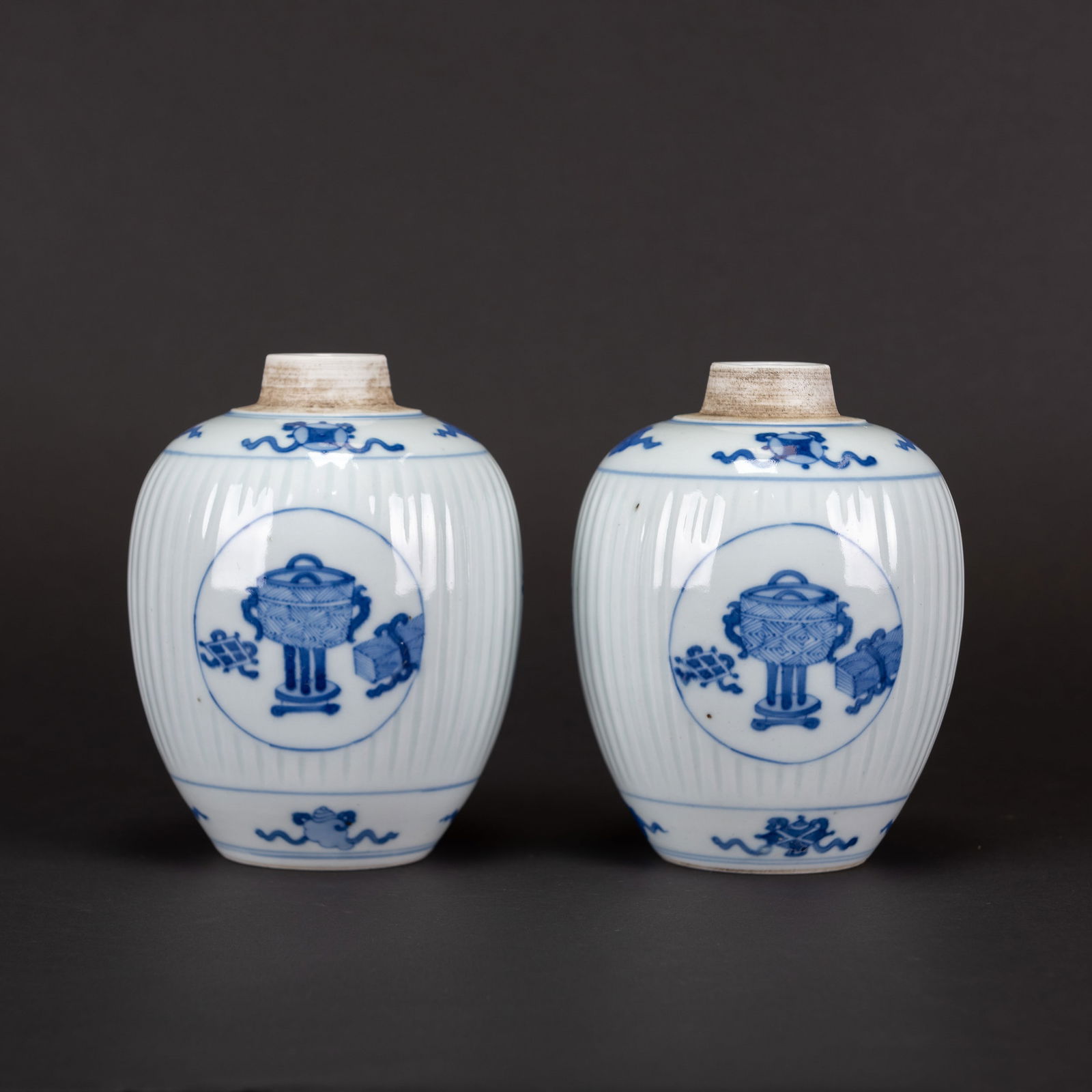 Pair of Chinese Blue and White Jars, Qing Dynasty (1 of 8)