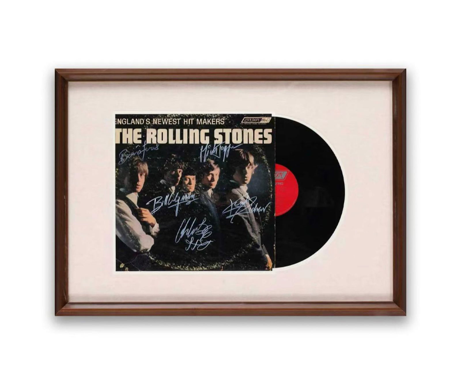 THE ROLLING STONES VINYL RECORD 'ENGLANDS NEWEST HIT MAKERS' BEARING SIGNATURES (1 of 1)
