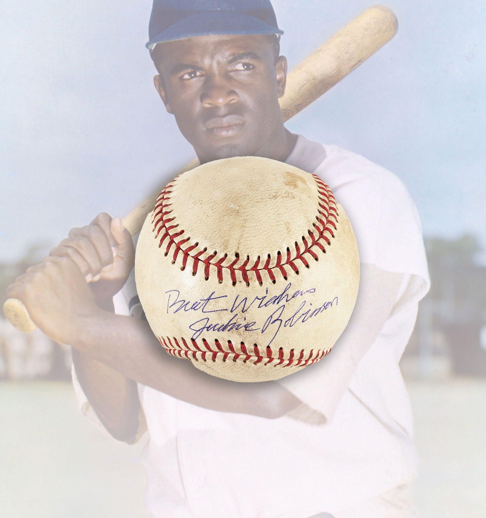 BASEBALL BEARING SIGNATURE READING 'JACKIE ROBINSON' (1 of 6)