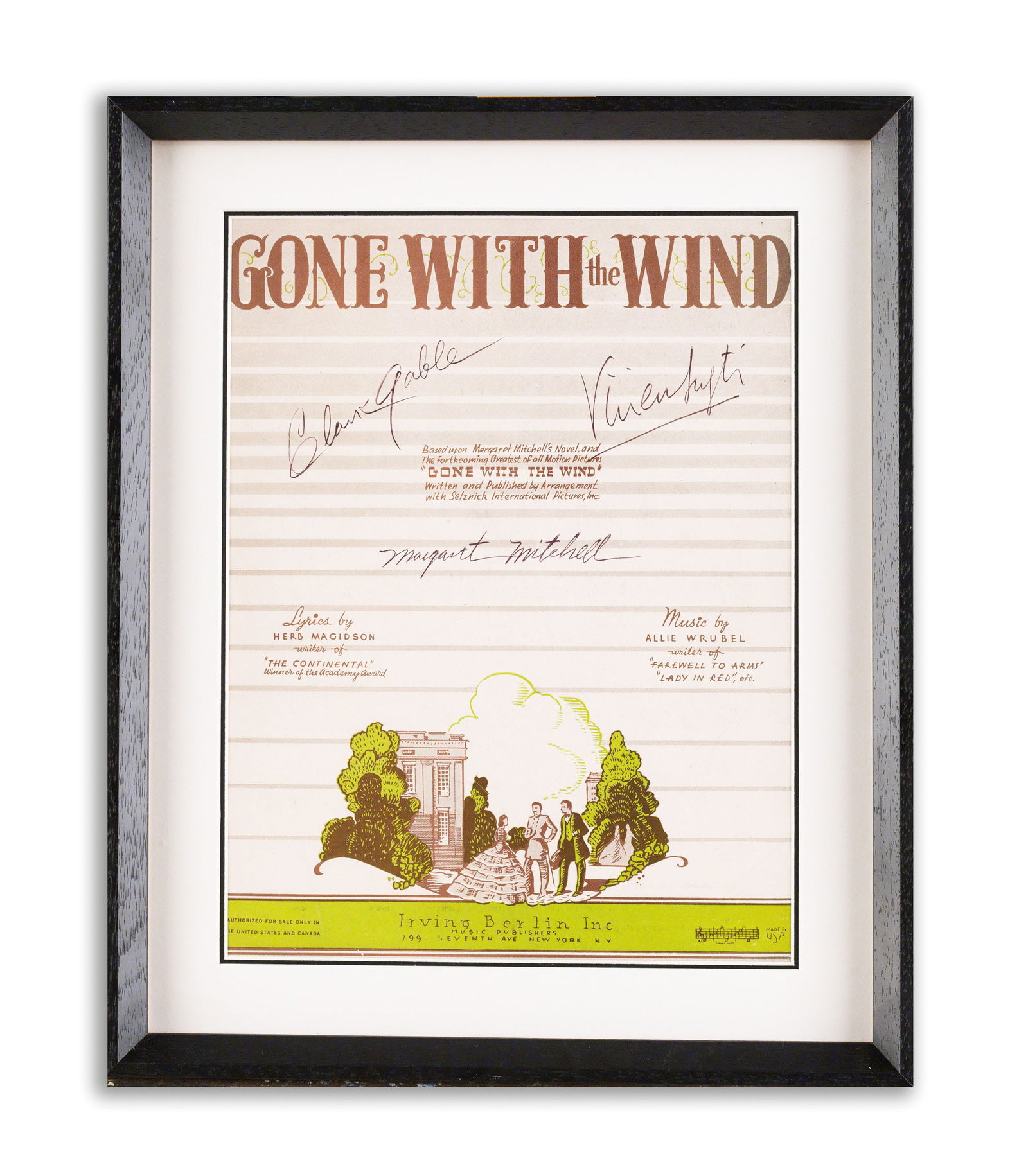 GABLE, LEIGH AND MITCHELL 'GONE WITH THE WIND' SHEET MUSIC BEARING SIGNATURES (1 of 3)