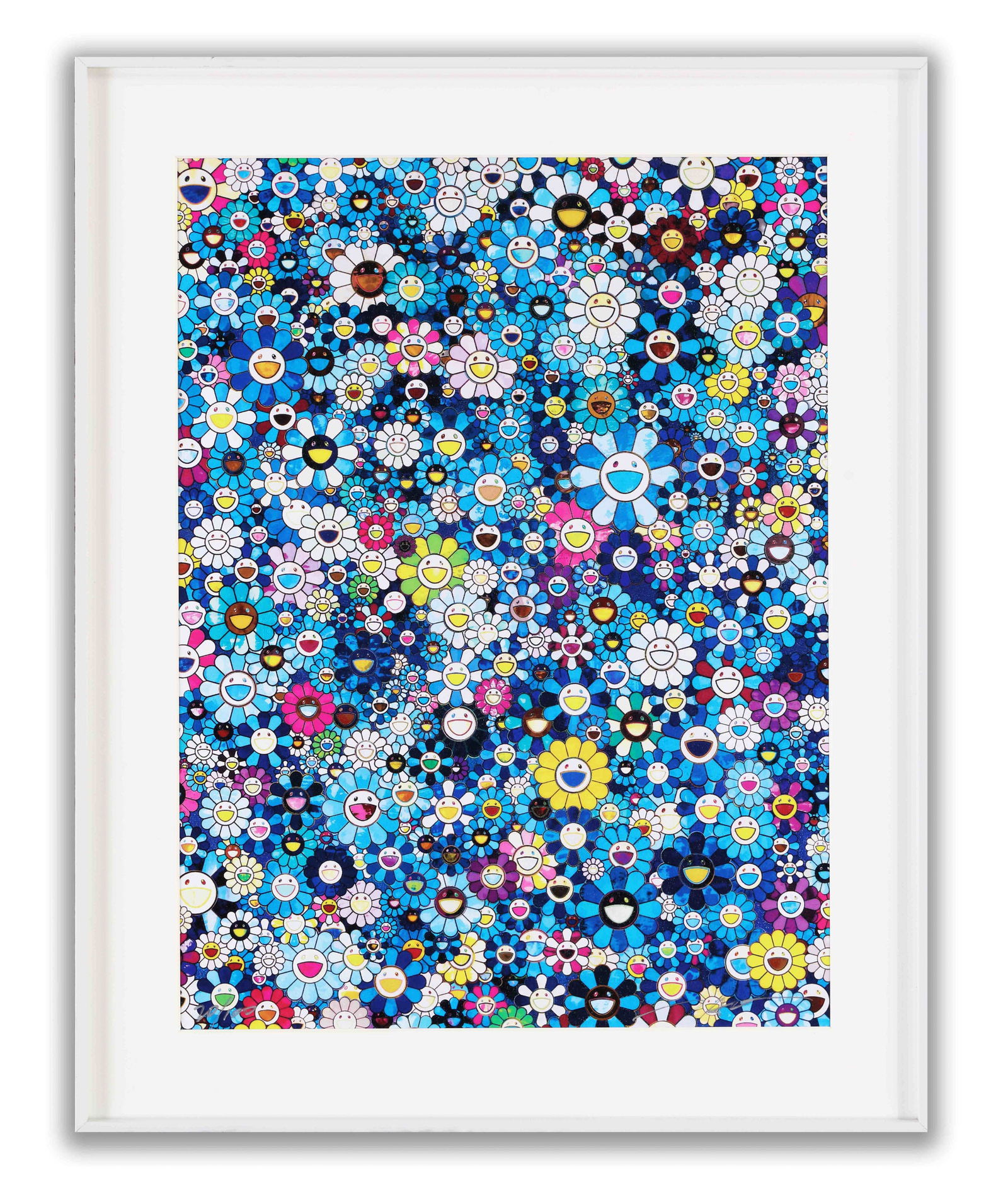 TAKASHI MURAKAMI, ATTRIBUTED TO, OFFSET LITHOGRAPH 'BLUE FLOWER FIELD' (1 of 3)