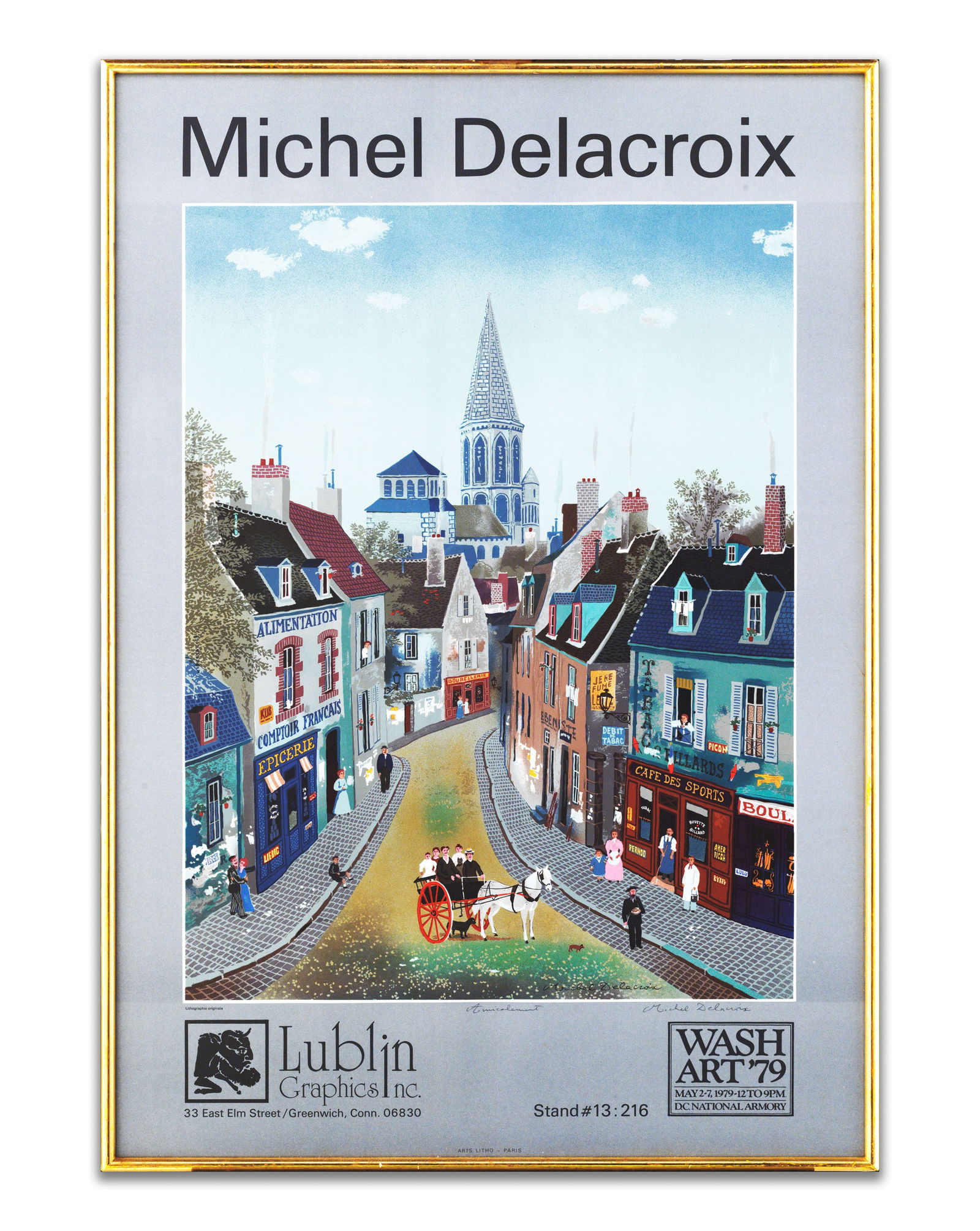 THE WORKS OF MICHEL DELACROIX: Art portfolio or collection. Dimensions: Outer frame size: 86.7 x 60.5 cm. Note: Born in Paris in 1933, he is recognized as one of the leading figures of the Naive Art movement. Renowned for his vivid
