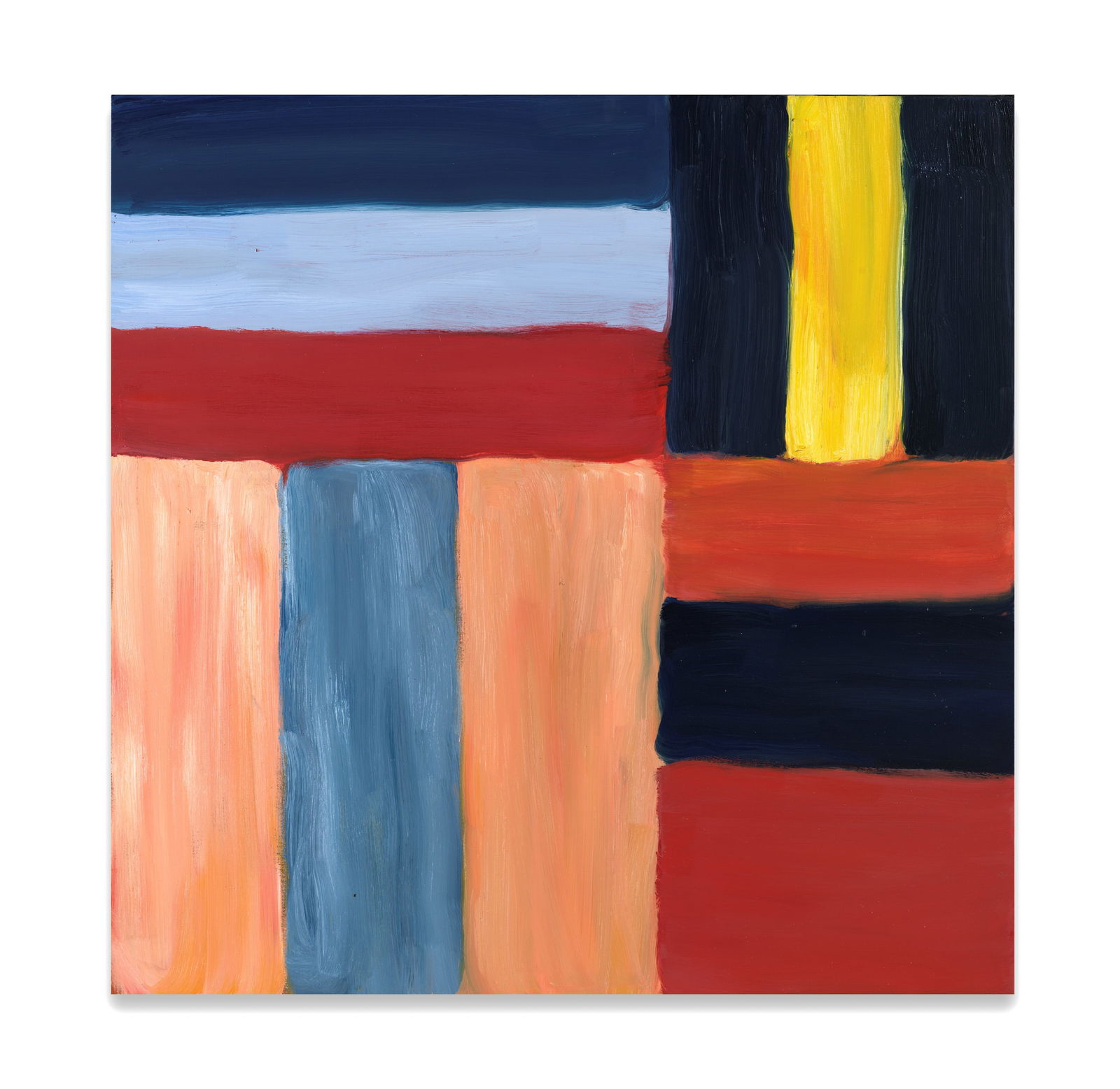 SEAN SCULLY, ATTRIBUTED TO, OIL ON CANVAS: Oil on canvas. Abstract grid of hand-painted bands and blocks. Dimensions: Image size: 105 x 105 cm.