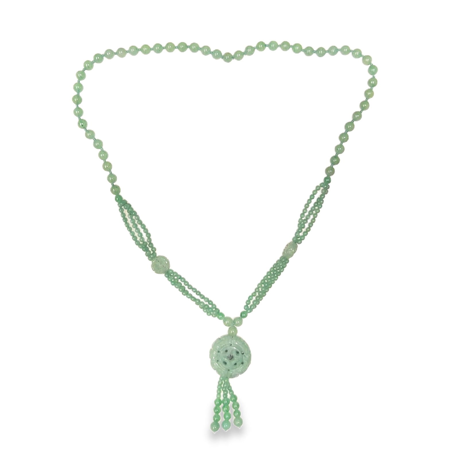 CELADON JADE BEADS AND PENDENT NECKLACE (1 of 5)