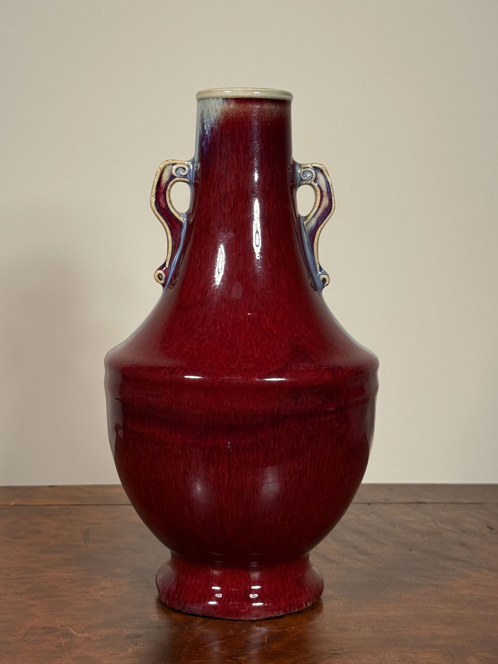 CHINESE FLAMBE GLAZED PORCELAIN VASE WITH DOUBLE EAR (1 of 15)