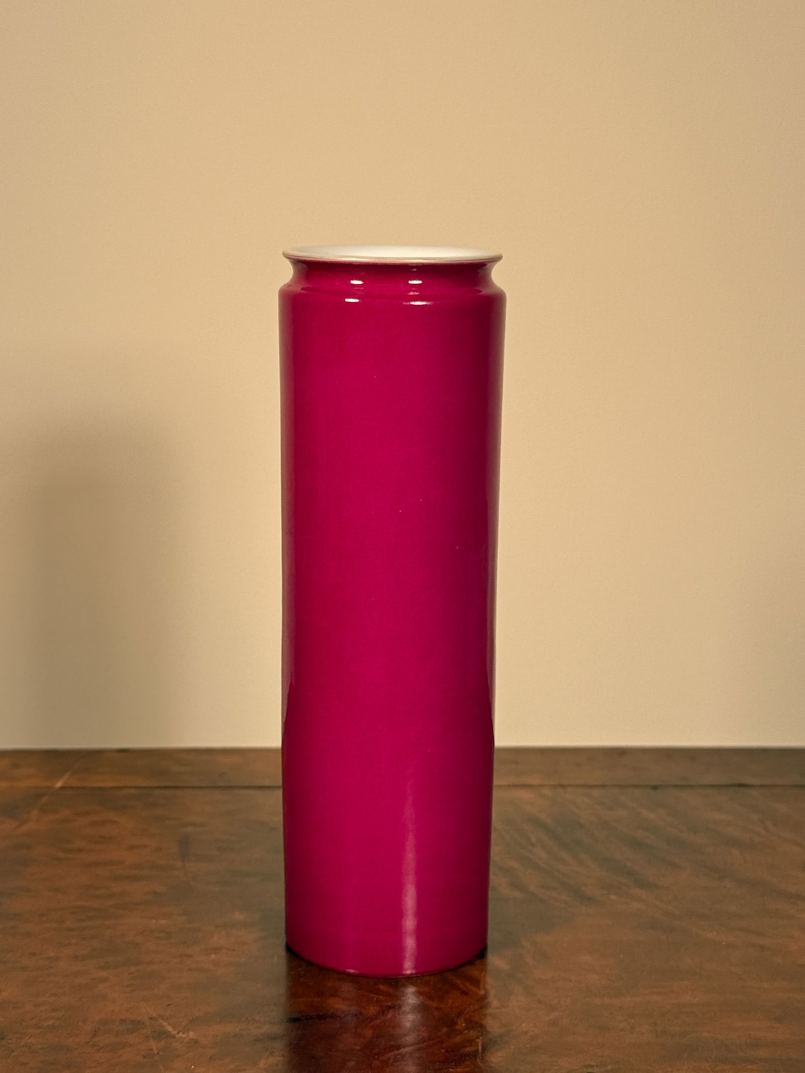 CHINESE PINK ENAMELED PORCELAIN VASE WITH BLUE SQUARE MARK (1 of 10)