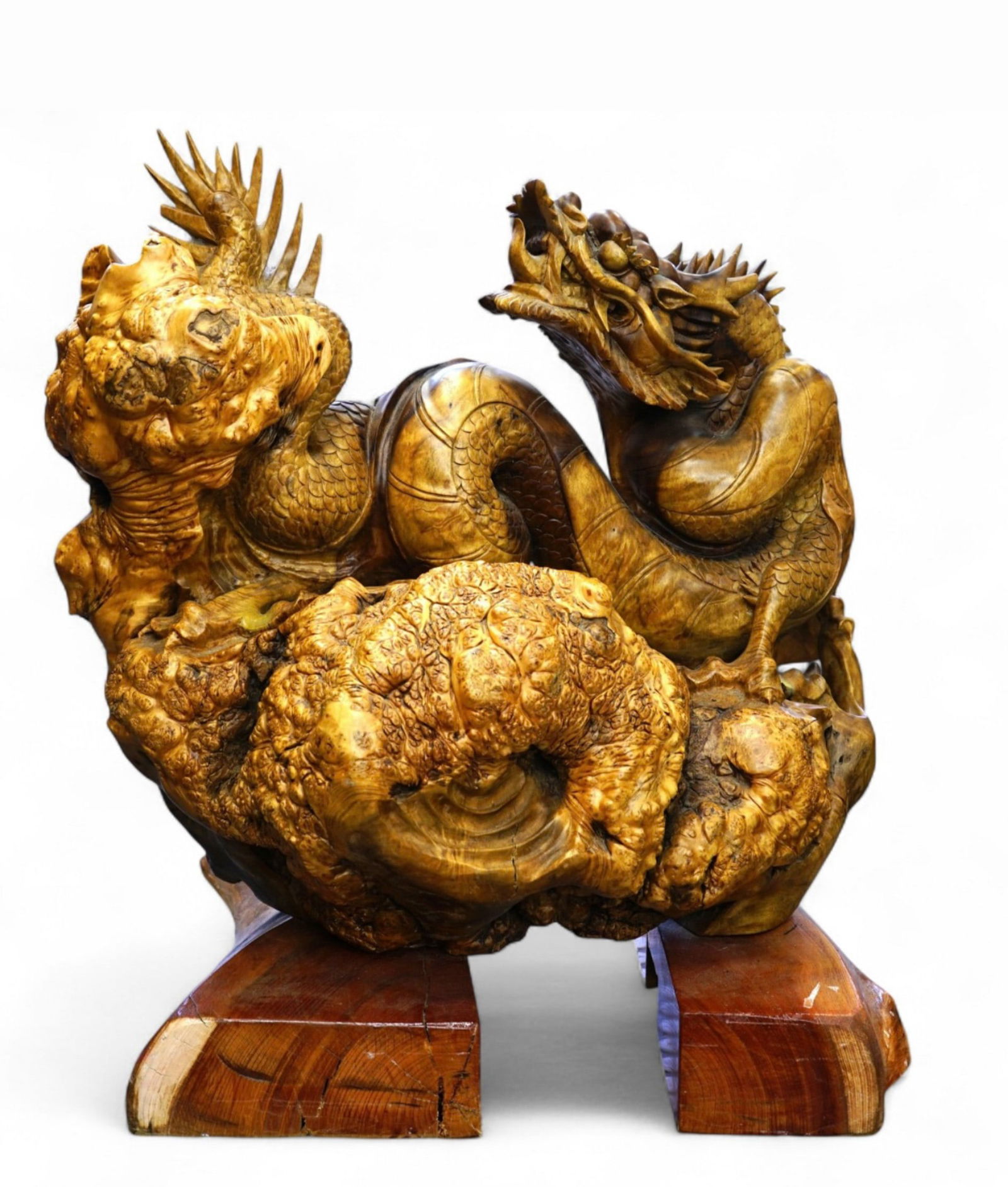 LARGE CHINESE CARVED ROOTWOOD DRAGON: Large Chinese carved rootwood dragon. Dimensions: Height: 30 in. Note: This item is in New York, where it can be shipped from.