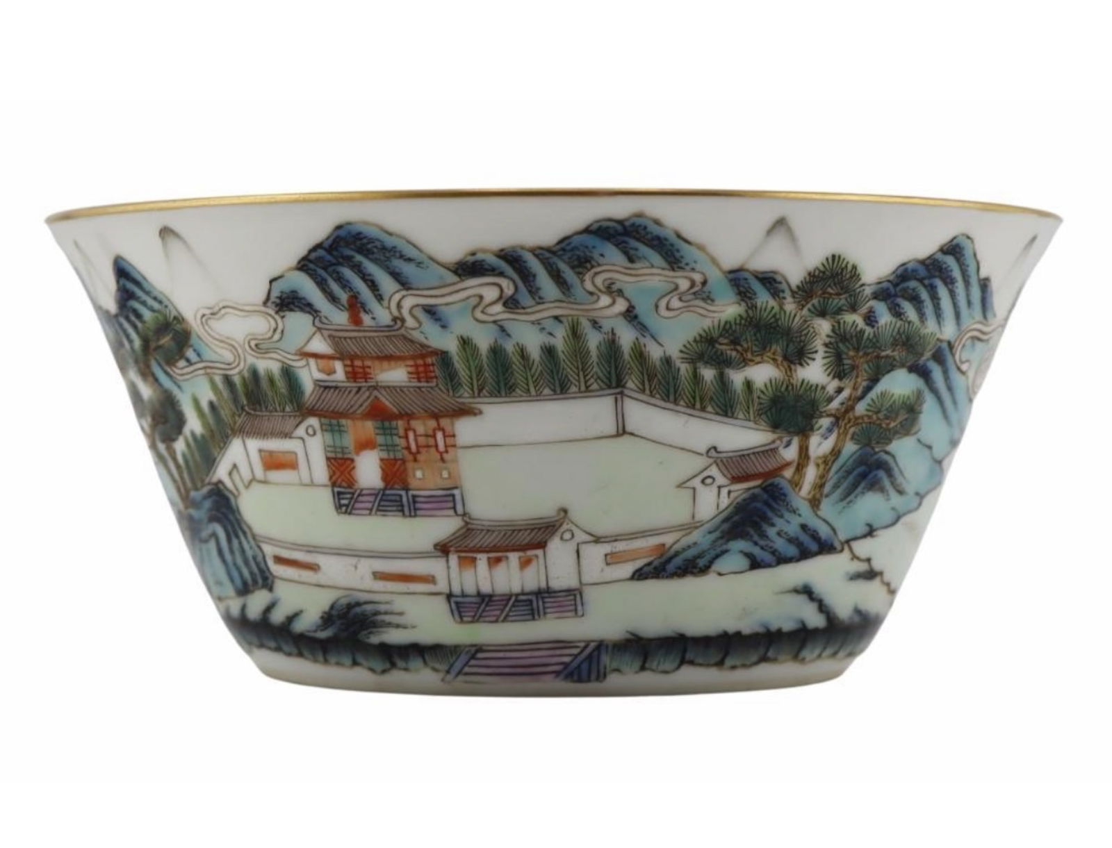 CHINESE FAMILLE ROSE PORCELAIN BOWL WITH LANDSCAPE POEM (1 of 9)
