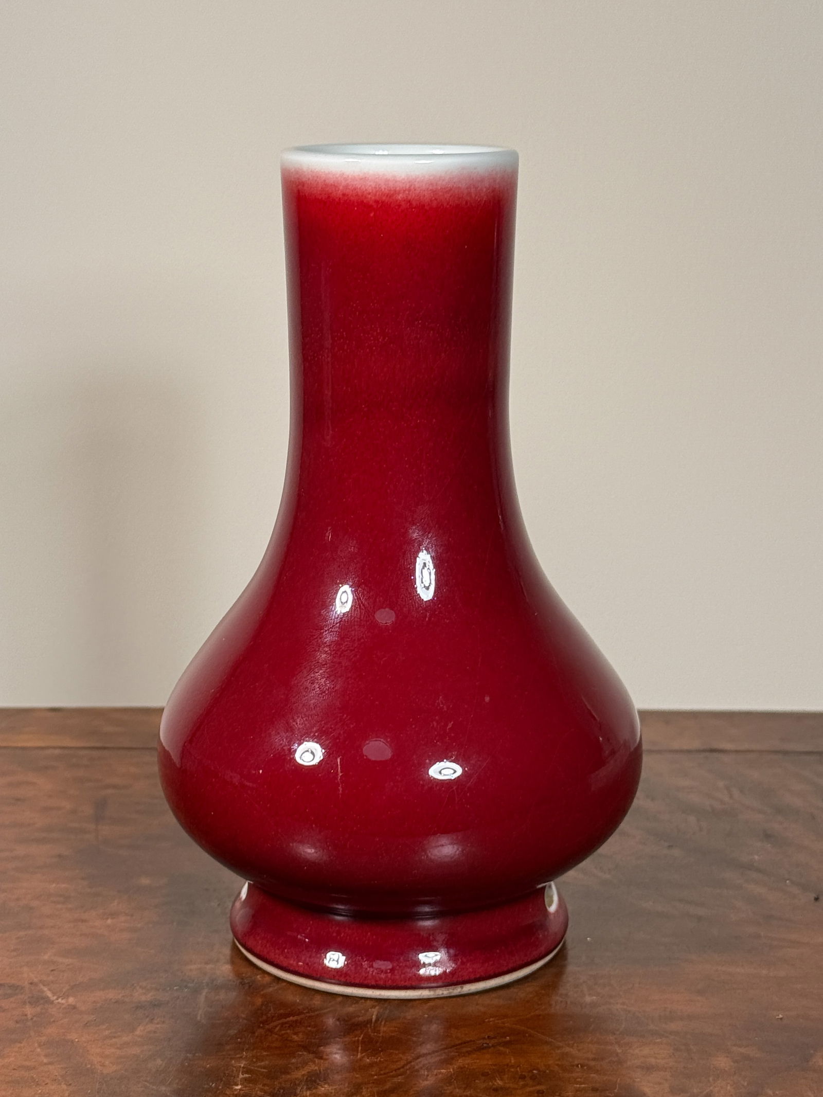 CHINESE OXBLOOD PORCELAIN VASE WITH POEM (1 of 11)