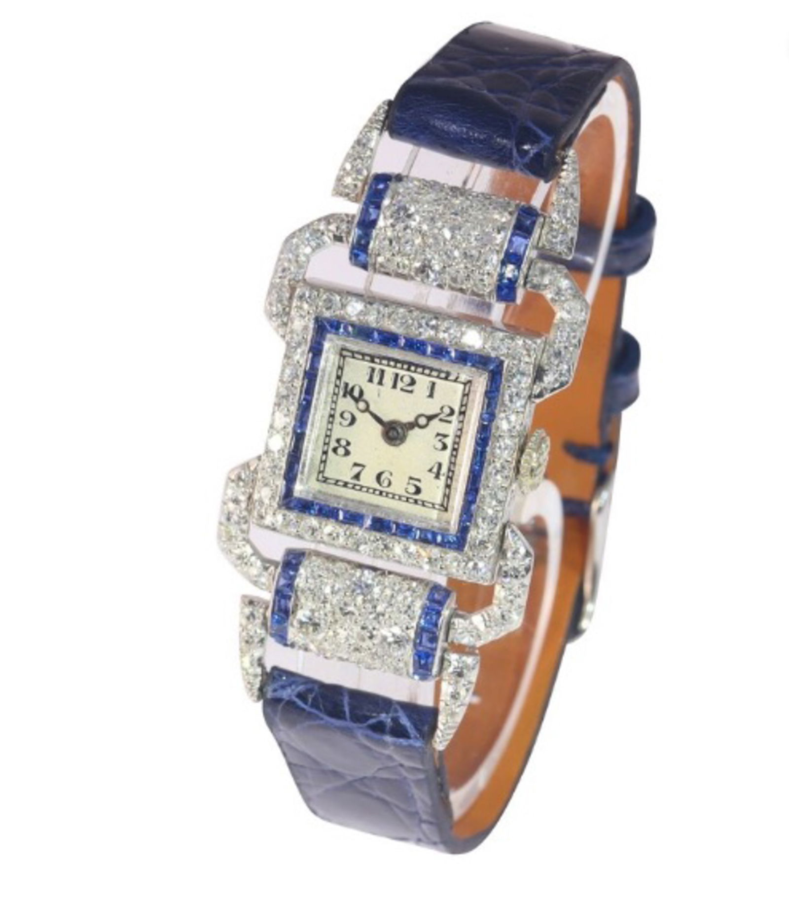 WRISTWATCH WITH DIAMOND AND SAPPHIRE CRYSTALS (1 of 1)