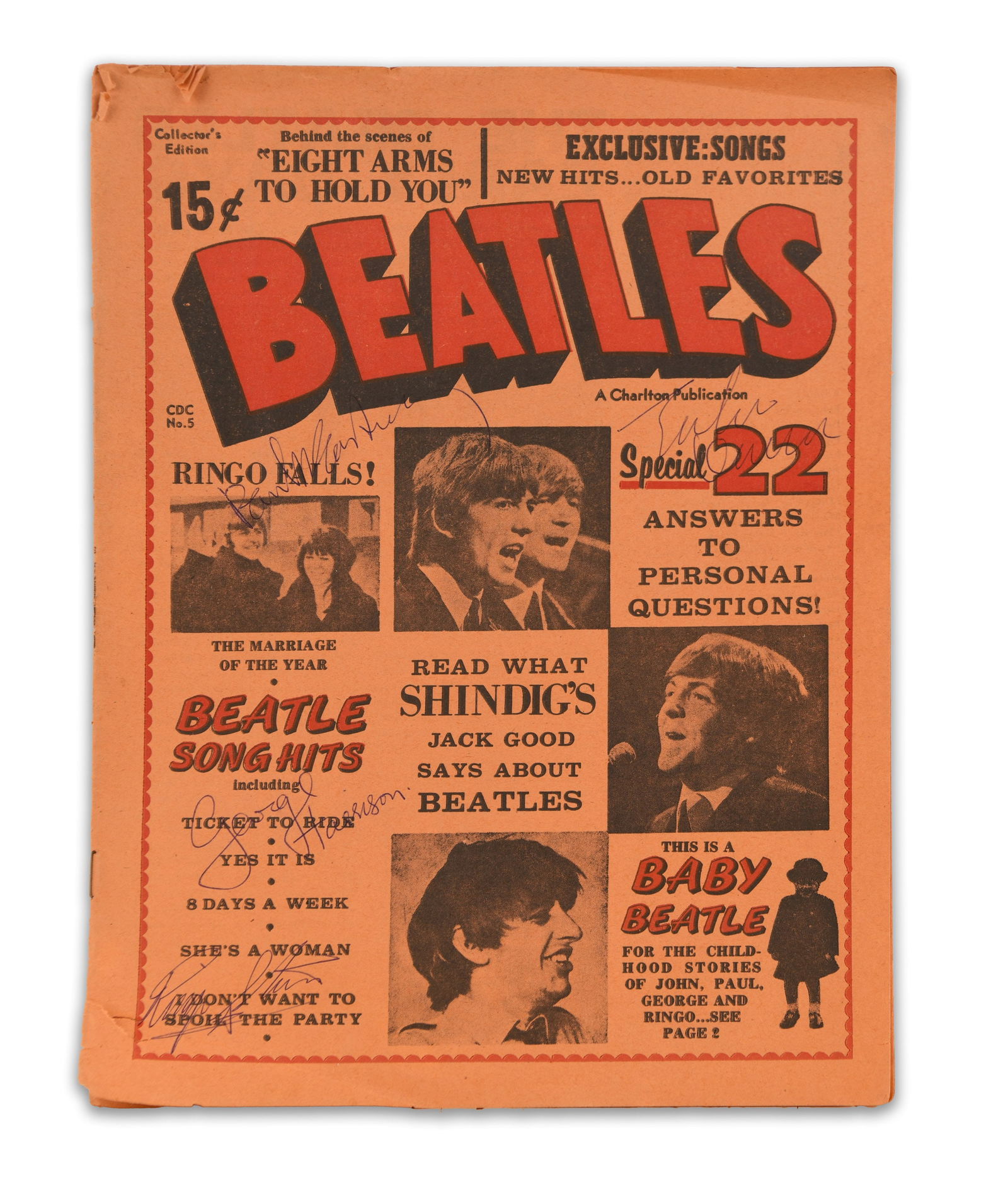 THE BEATLES MAGAZINE / FAN PUBLICATION BEARING FOUR SIGNATURES (1 of 2)