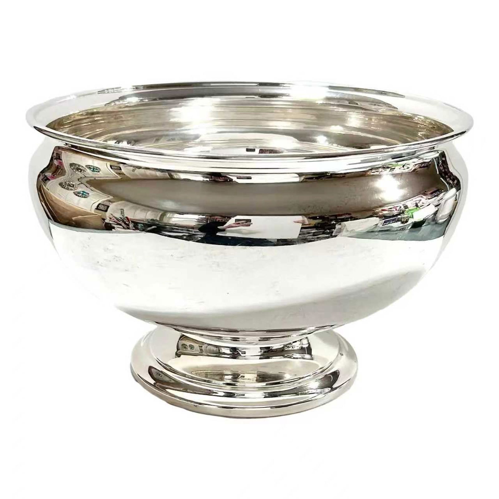 SILVER ON COPPER PEDESTAL BOWL (1 of 1)