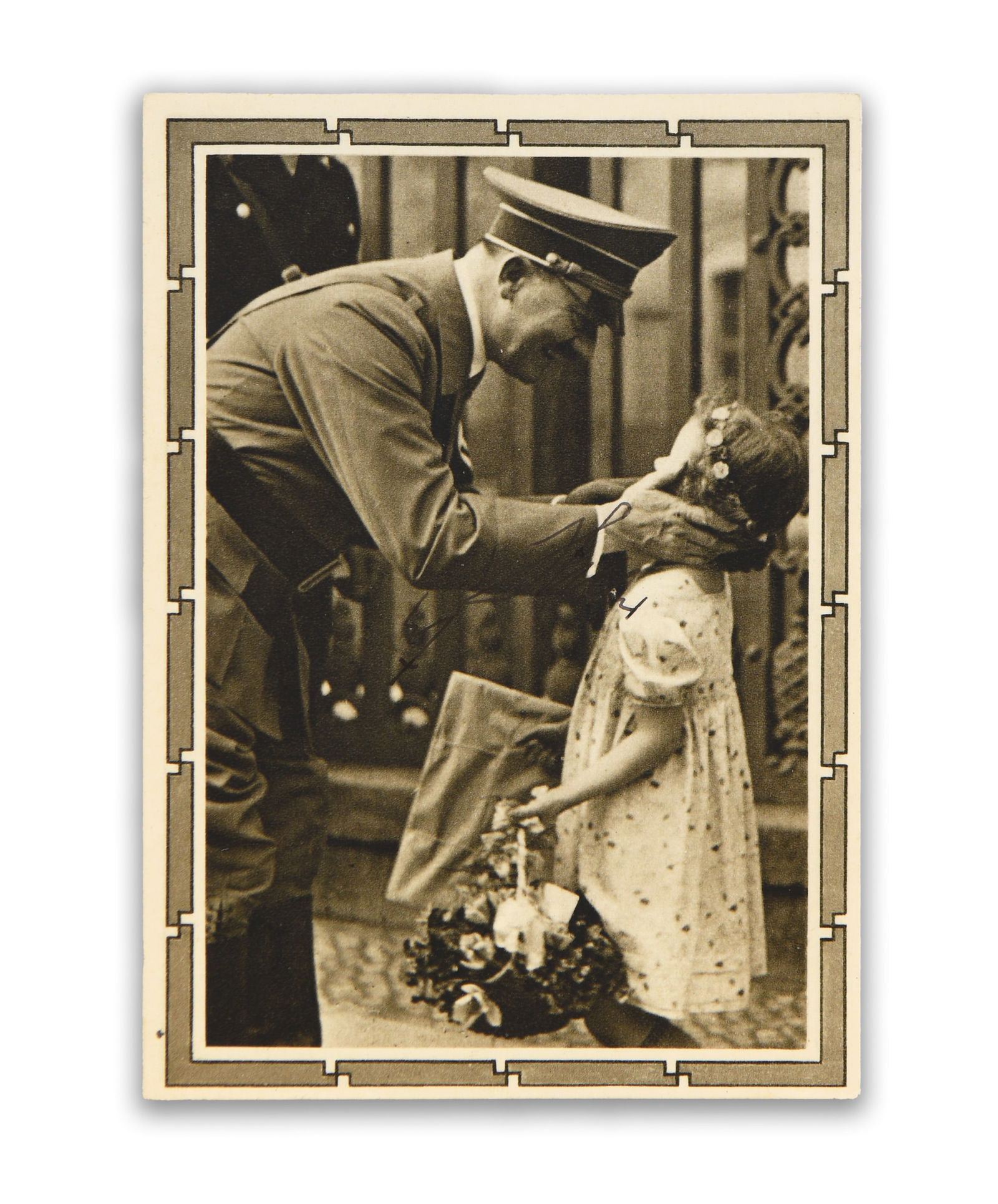 PHOTOGRAPHIC POSTCARD BEARING SIGNATURE READING 'ADOLF HITLER' (1 of 2)