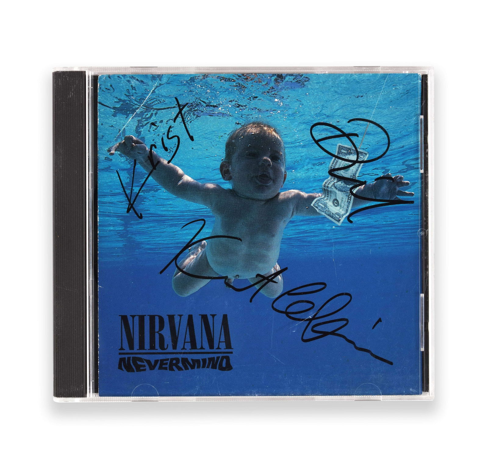 NIRVANA NEVERMIND CD (DGC RECORDS, 1991) BEARING THREE SIGNATURES (1 of 3)