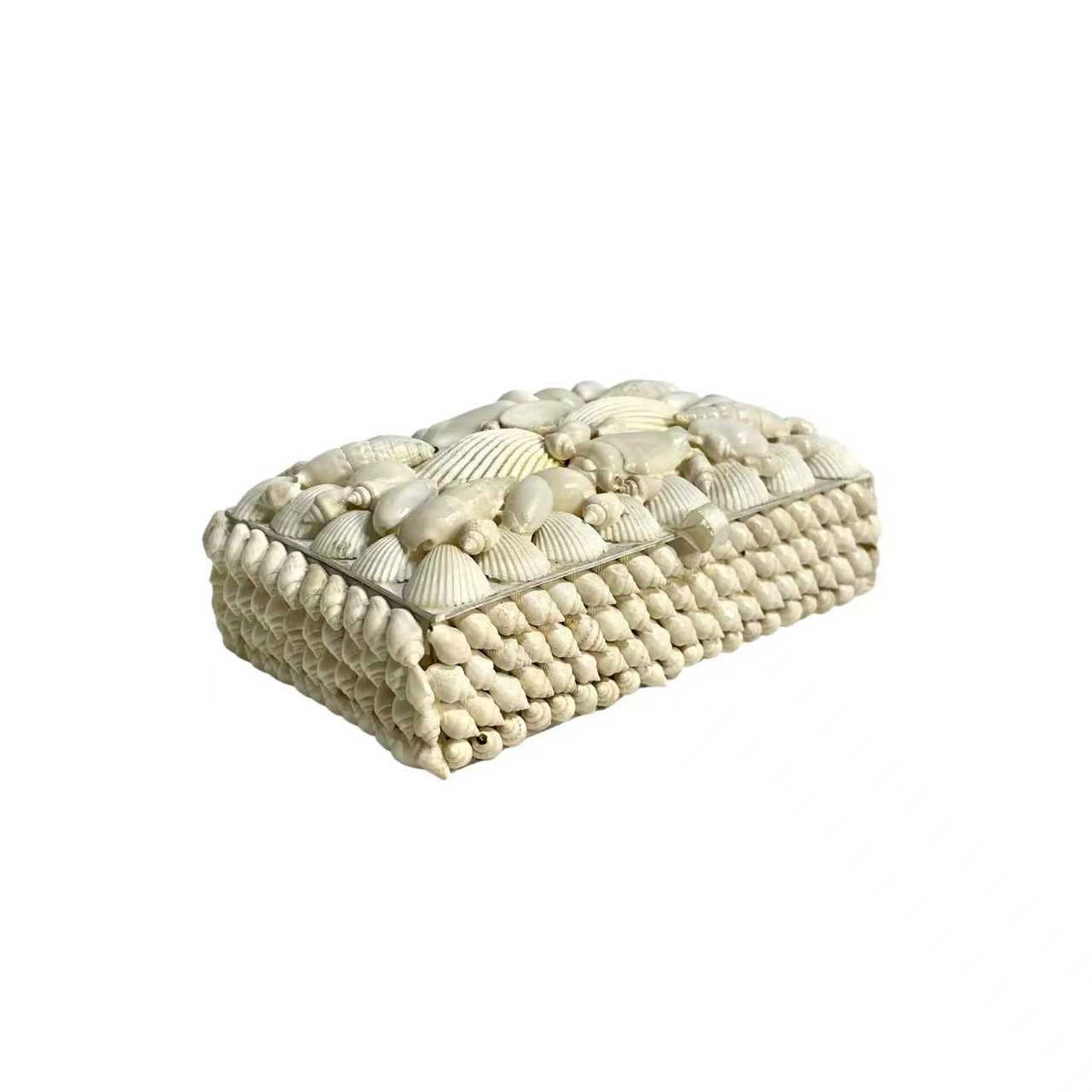 DECORATIVE SHELL-COVERED RECTANGULAR TRINKET BOX - 3