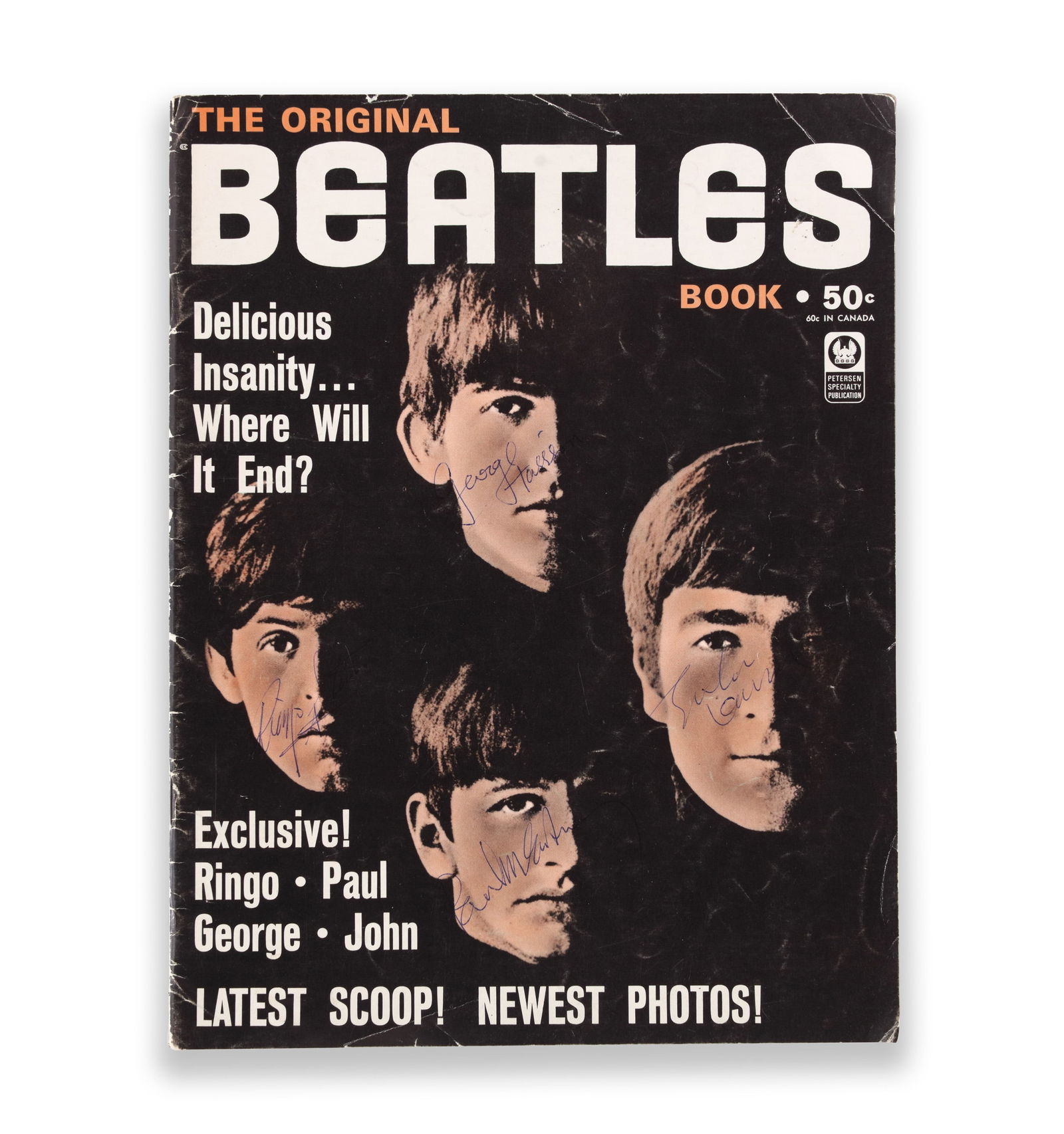 THE ORIGINAL BEATLES BOOK MAGAZINE (U.K., C. 1963-1964) BEARING FOUR SIGNATURES (1 of 3)