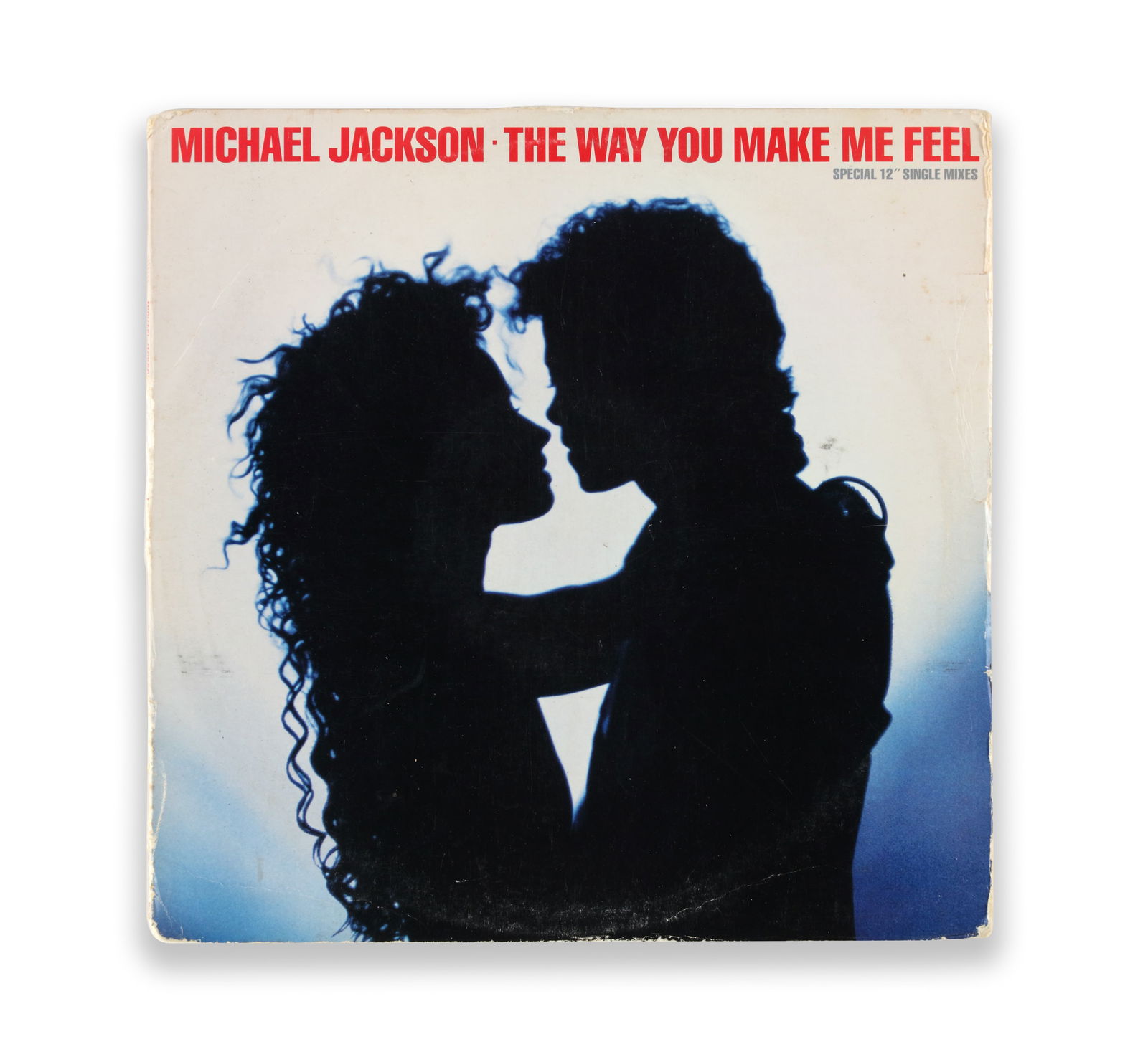 VINYL 12" SINGLE "THE WAY YOU MAKE ME FEEL" (EPIC RECORDS) BEARING SIGNATURE READING 'MICHAEL: The front cover presents the iconic silhouette artwork associated with the single release, while the reverse features the well-known black-and-white portrait of Jackson from the Bad period. The bold b