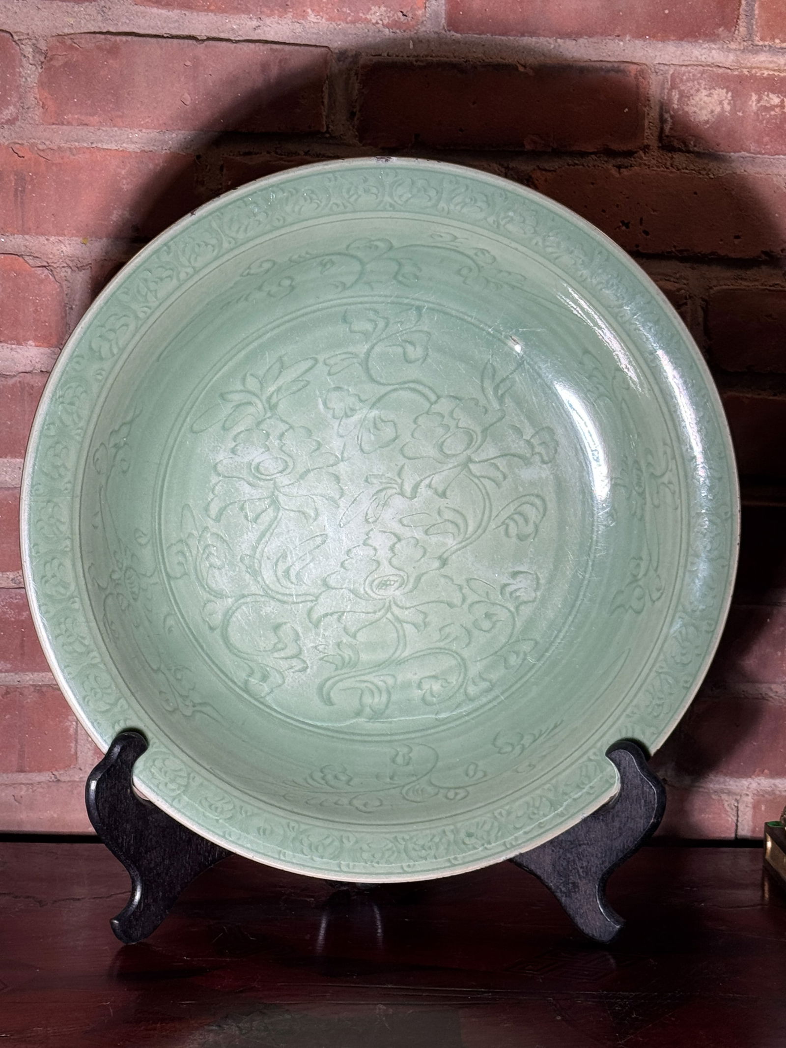 CHINESE MING CELADON CHARGER WITH INCISED LOTUS MOTIF (1 of 15)