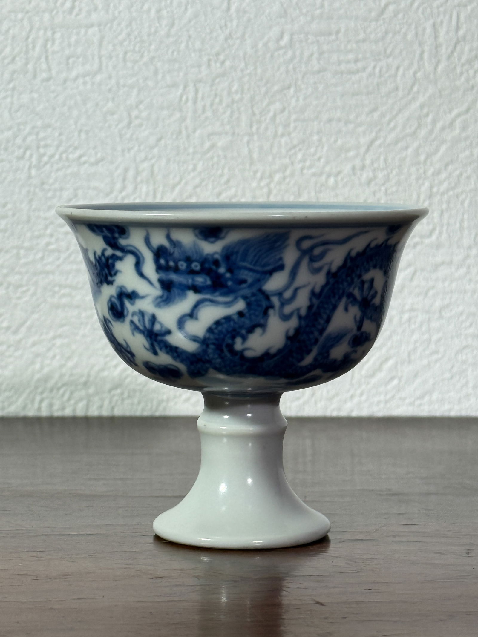 CHINESE BLUE WHITE PORCELAIN STEMED CUP (1 of 12)