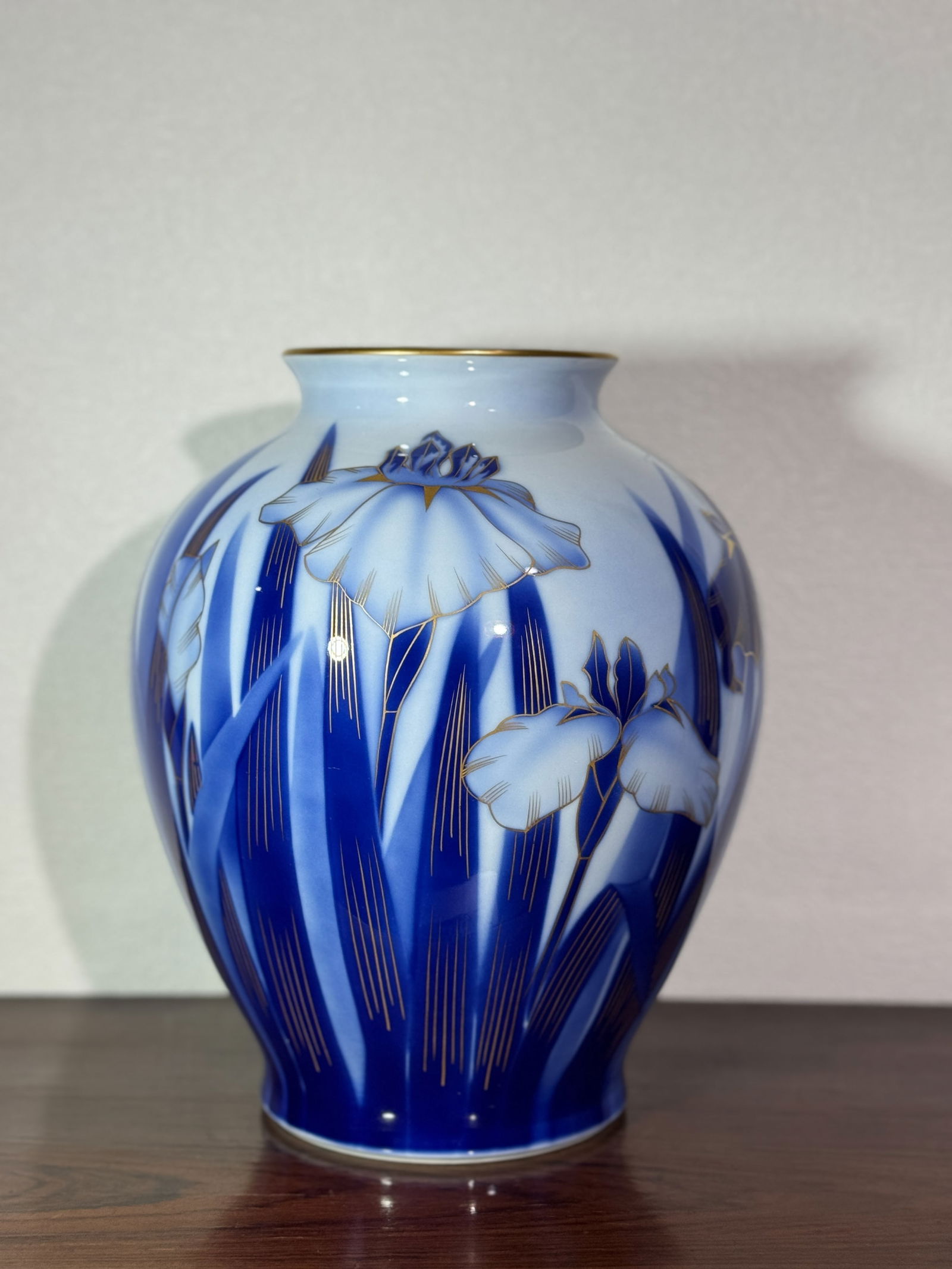 JAPANESE FUKUGAWA PORCELAIN VASE WITH IRIS (1 of 9)