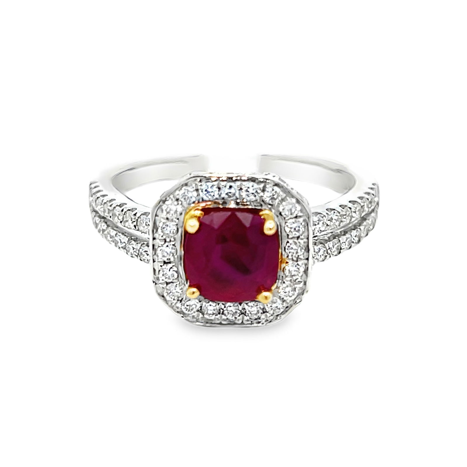 18K GOLD, BURMA RUBY AND DIAMOND RING WITH GGA&GIA (1 of 7)