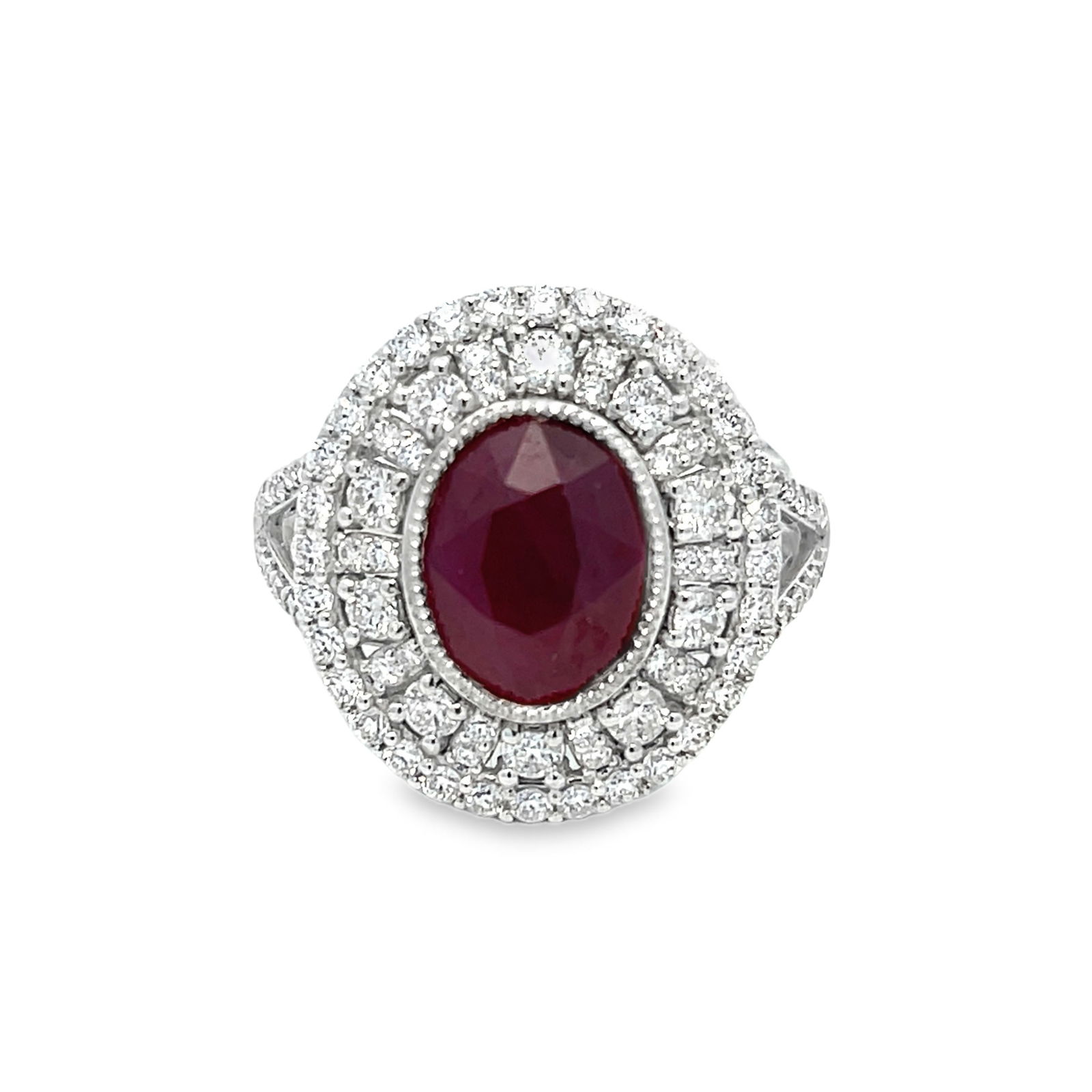 PLATINUM, BURMESE RUBY AND DIAMOND RING WITH AIGL&GIA (1 of 7)