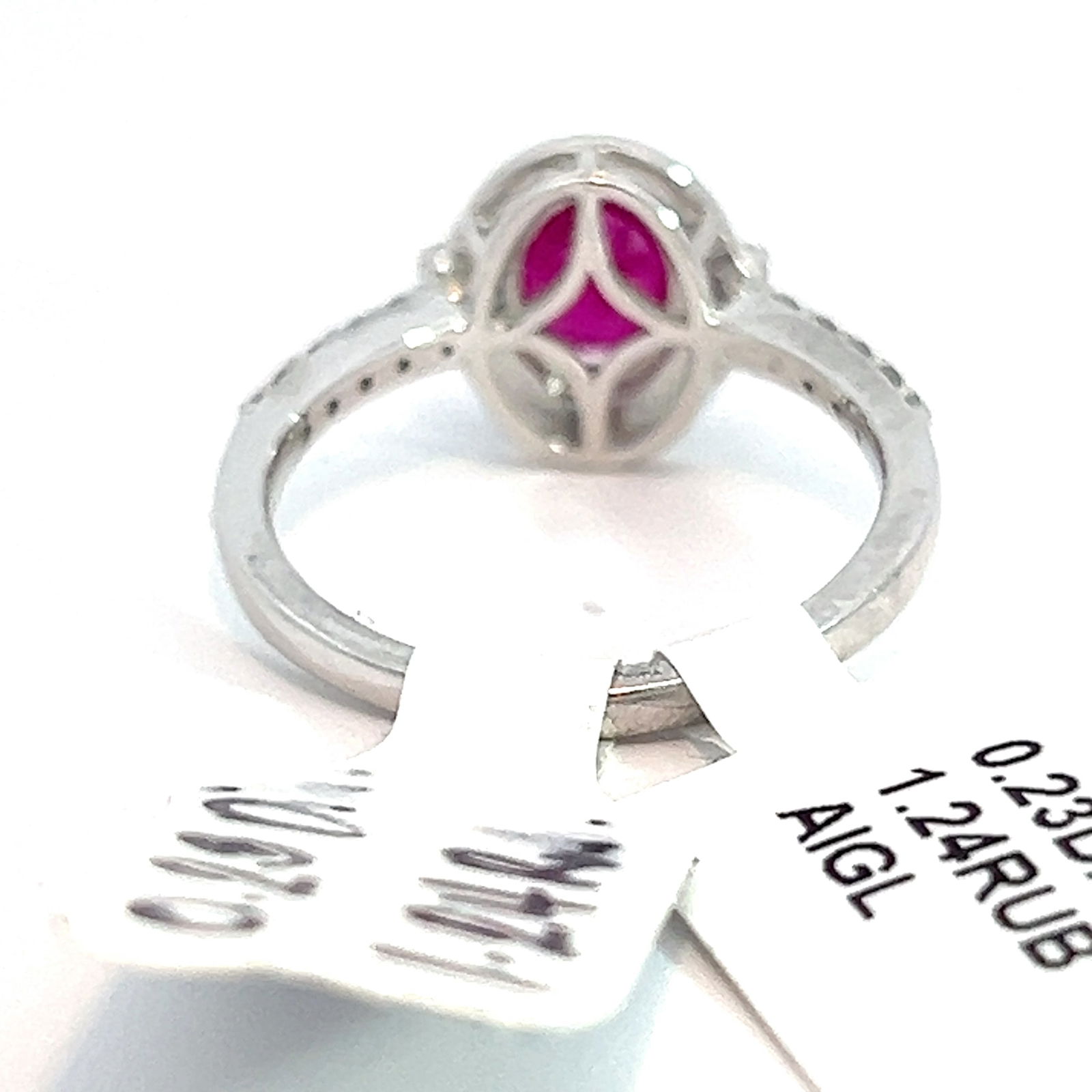 PLATINUM, RUBY AND DIAMOND RING WITH AIGL - 3