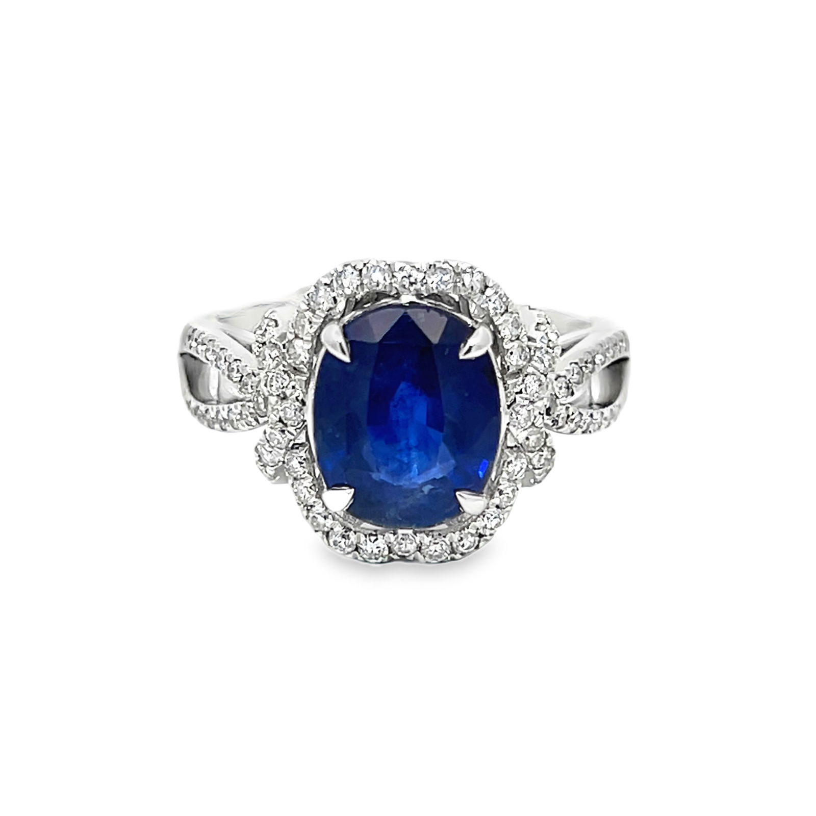 PLATINUM, SAPPHIRE AND DIAMOND RING WITH GGA & GIA (1 of 8)