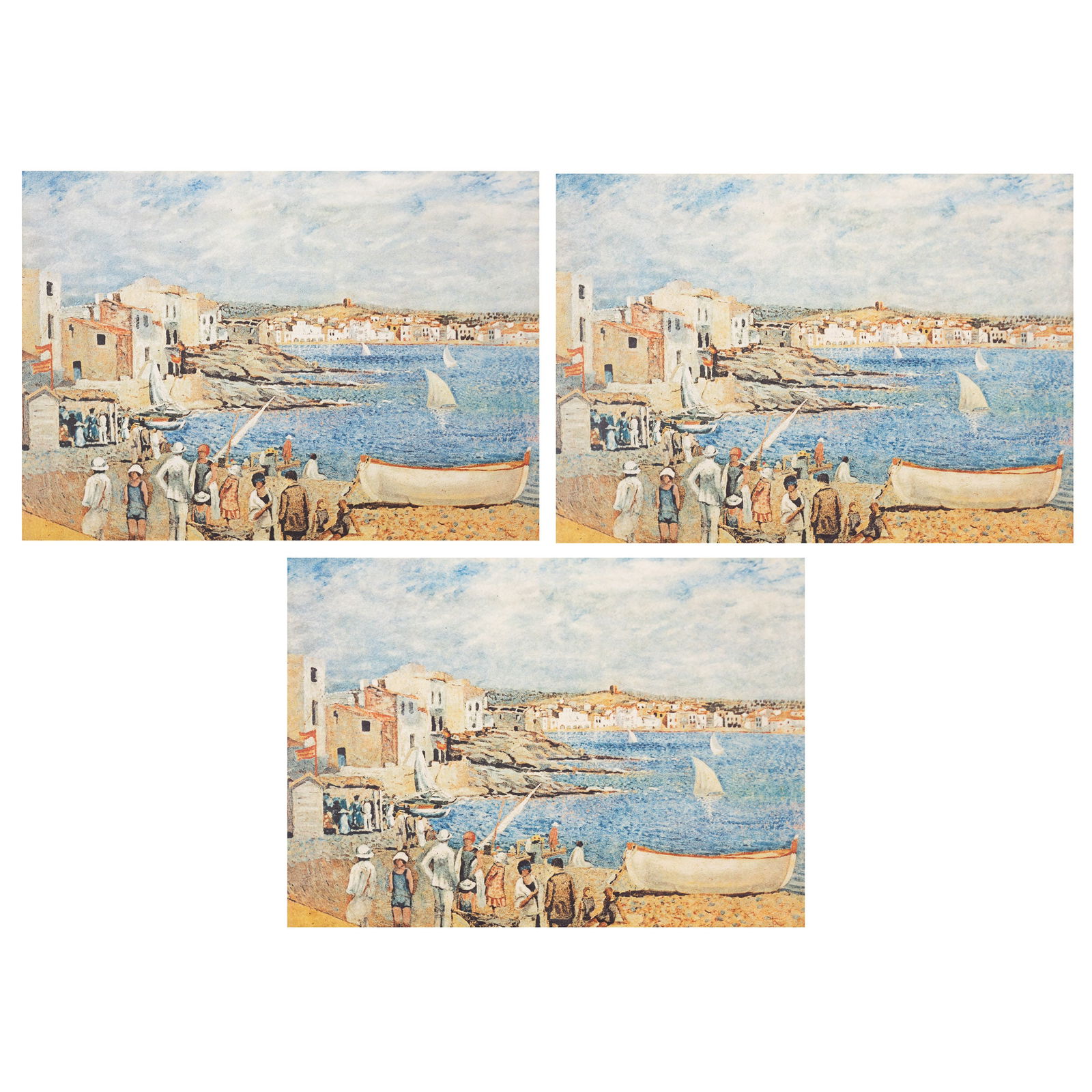 AFTER SALVADOR DALI (SPANISH, 1904-1989), CADAQUES: (lot of 3) After Salvador Dali (Spanish, 1904-1989), Cadaques, lithographs in colors, each bears pencil signature lower right, editions 280/350, 127/350, and 281/350, sheet (unframed/each): 22"h