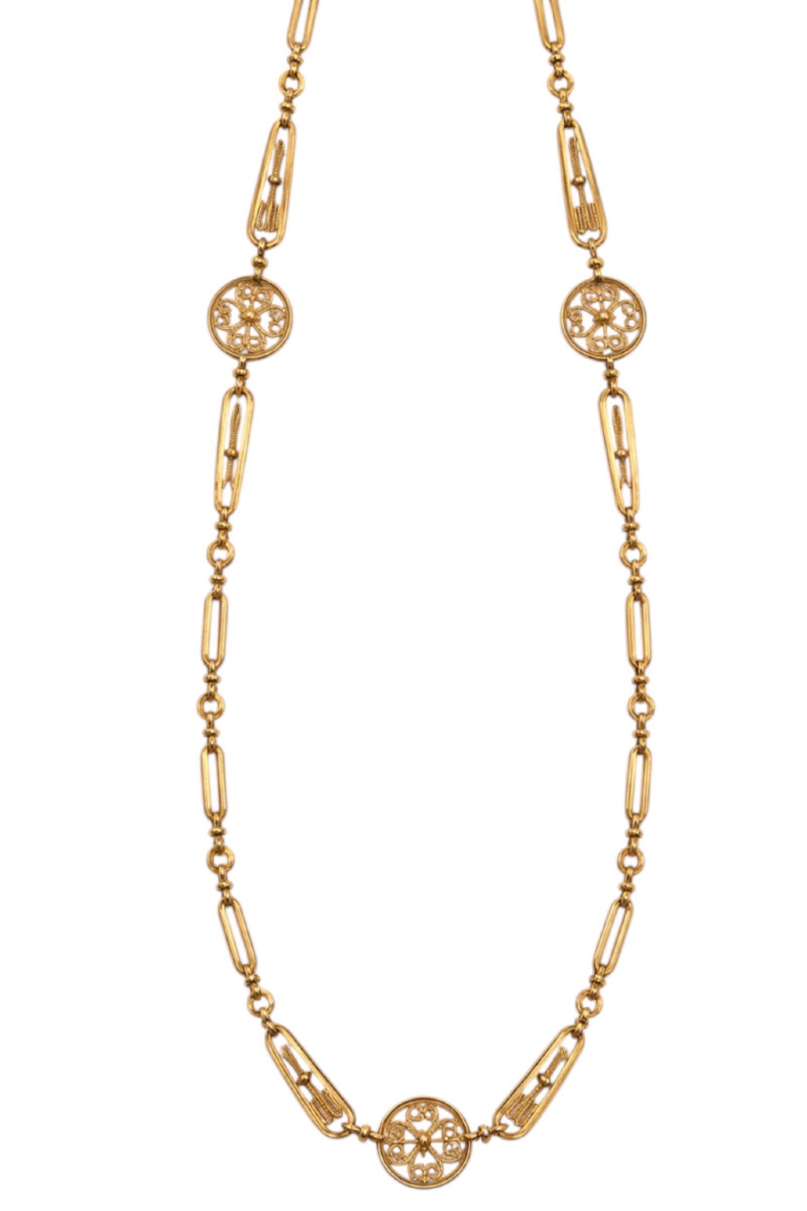 18K GOLD HOLLOW LONG NECKLACE (1 of 2)