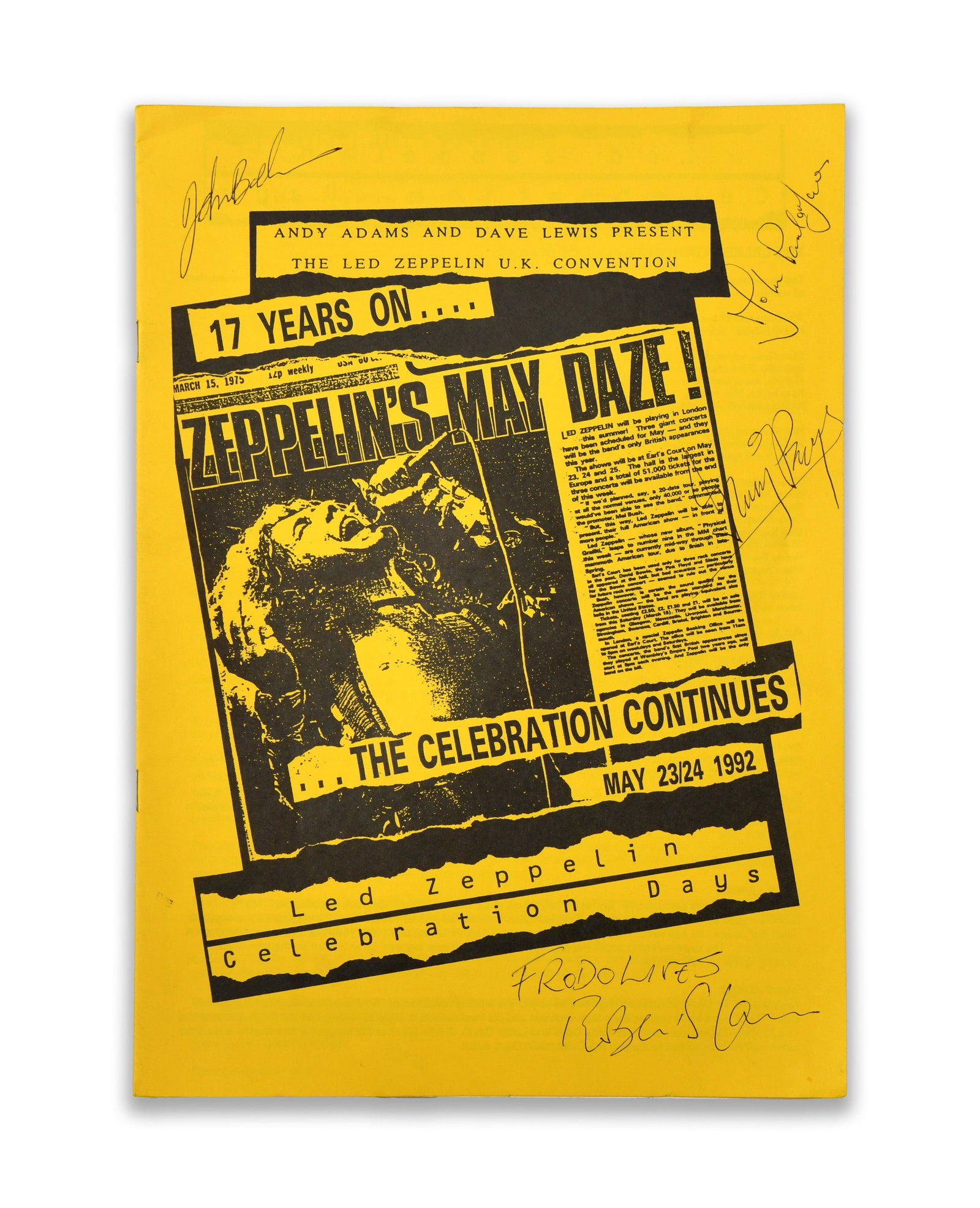 LED ZEPPELIN PROGRAMME "LED ZEPPELIN CELEBRATION DAYS", BEARING SIGNATURES (1 of 3)
