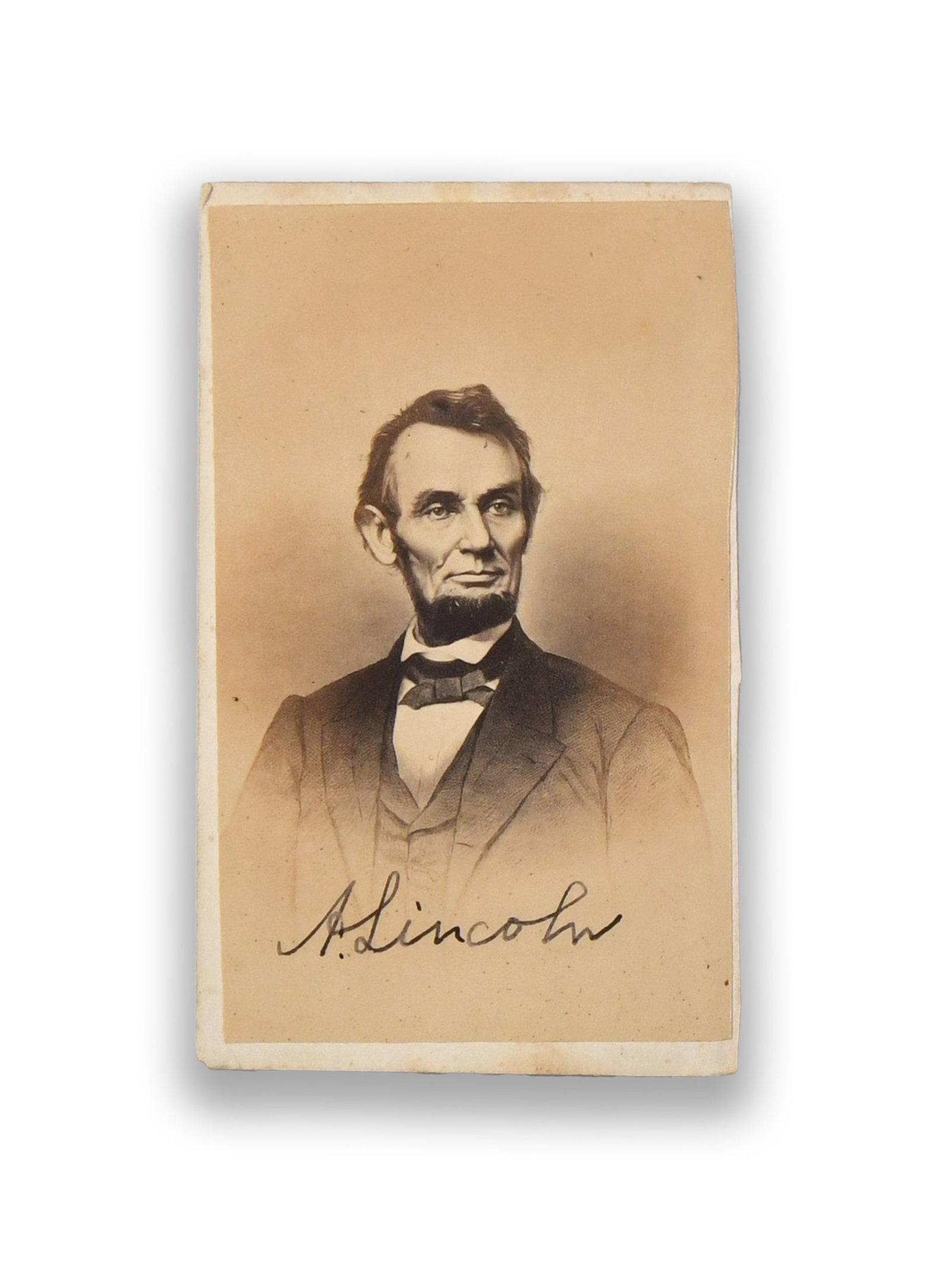 CARTE DE VISITE (CDV) PORTRAIT BEARING SIGNATURE ATTRIBUTED TO ABRAHAM LINCOLN (1 of 2)