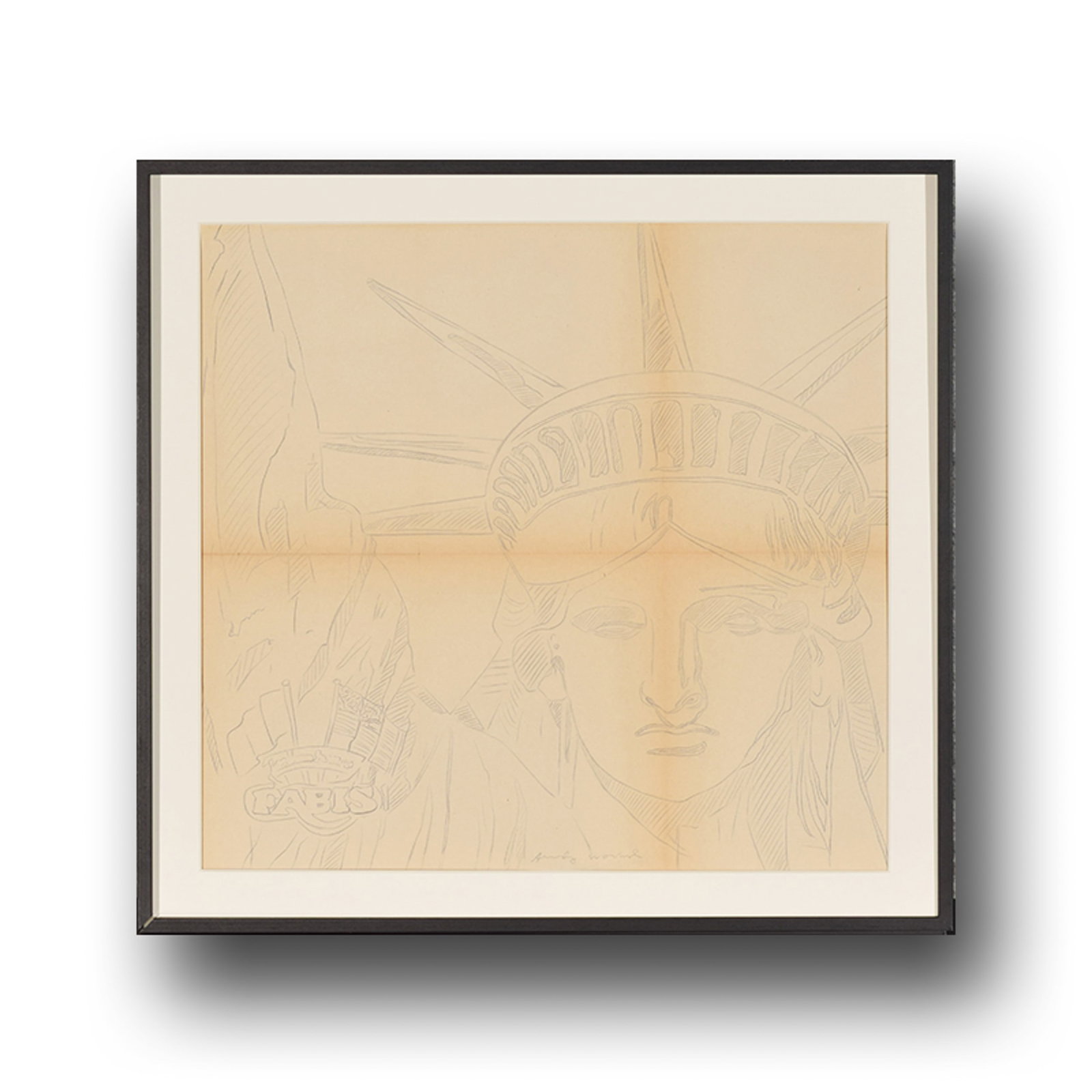 ANDY WARHOL (1928-1987), ATTRIBUTED TO, STATUE OF LIBERTY, PENCIL ON PAPER: Pencil on paper. The composition presents a simplified rendering of the Statue of Liberty reduced to contour lines. Dimensions: Sheet: 51.5 x 53.5 cm. All measurements are approximate.