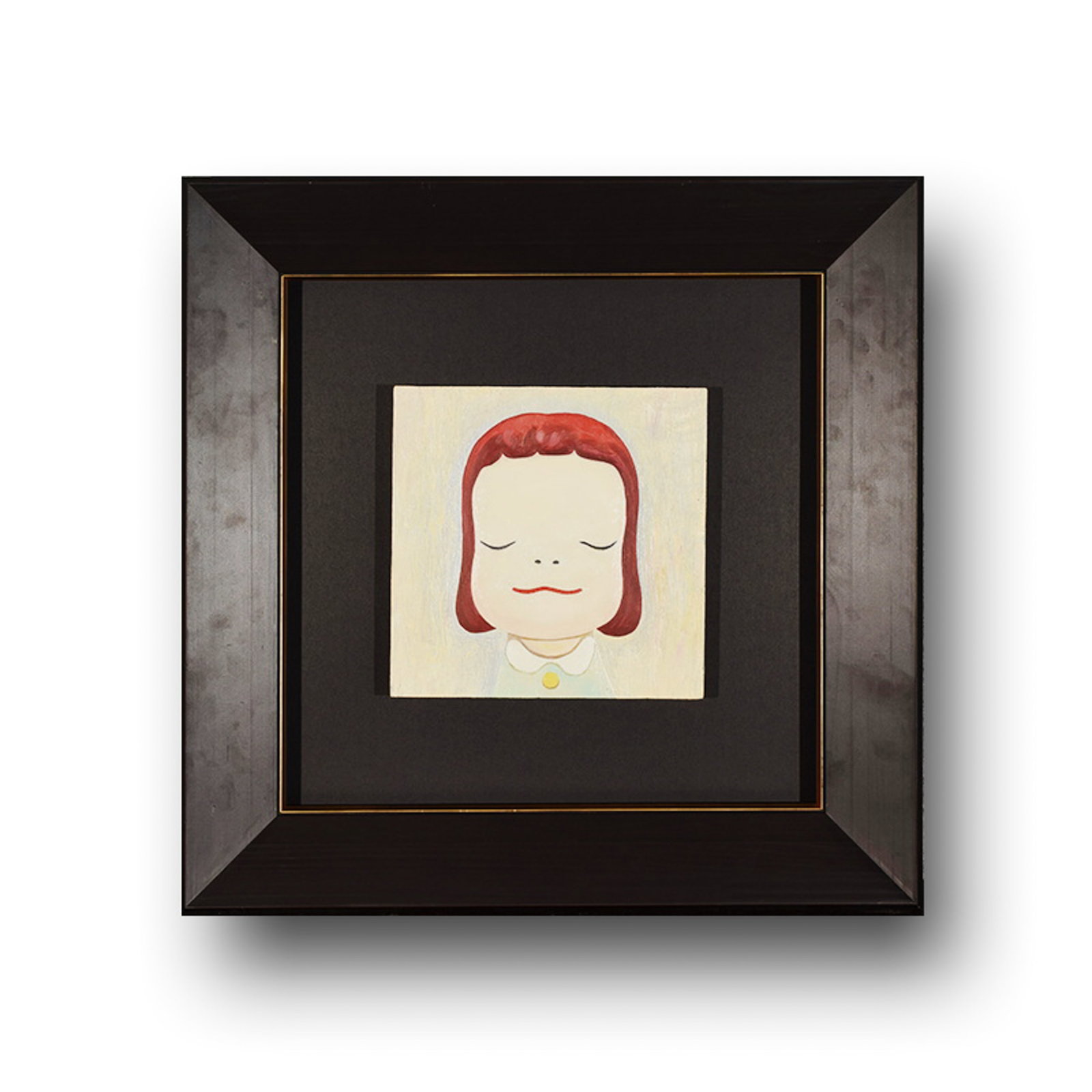 YOSHITOMO NARA (B. 1959), ATTRIBUTED TO, WOW (AFTER OVERNIGHTING 1), ACRYLIC ON WOOD PANEL: Acrylic on wood panel. The composition depicts a solitary child figure with closed eyes and simplified facial features, rendered with tonal transitions against a neutral ground. Dimensions: Panel: 30