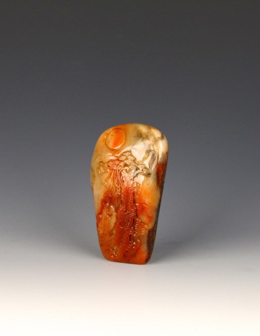 Soapstone seal: Chinese antique soapstone seals, carved with figures in a landscape, Height 3" Width 1.75" 寿山石印章