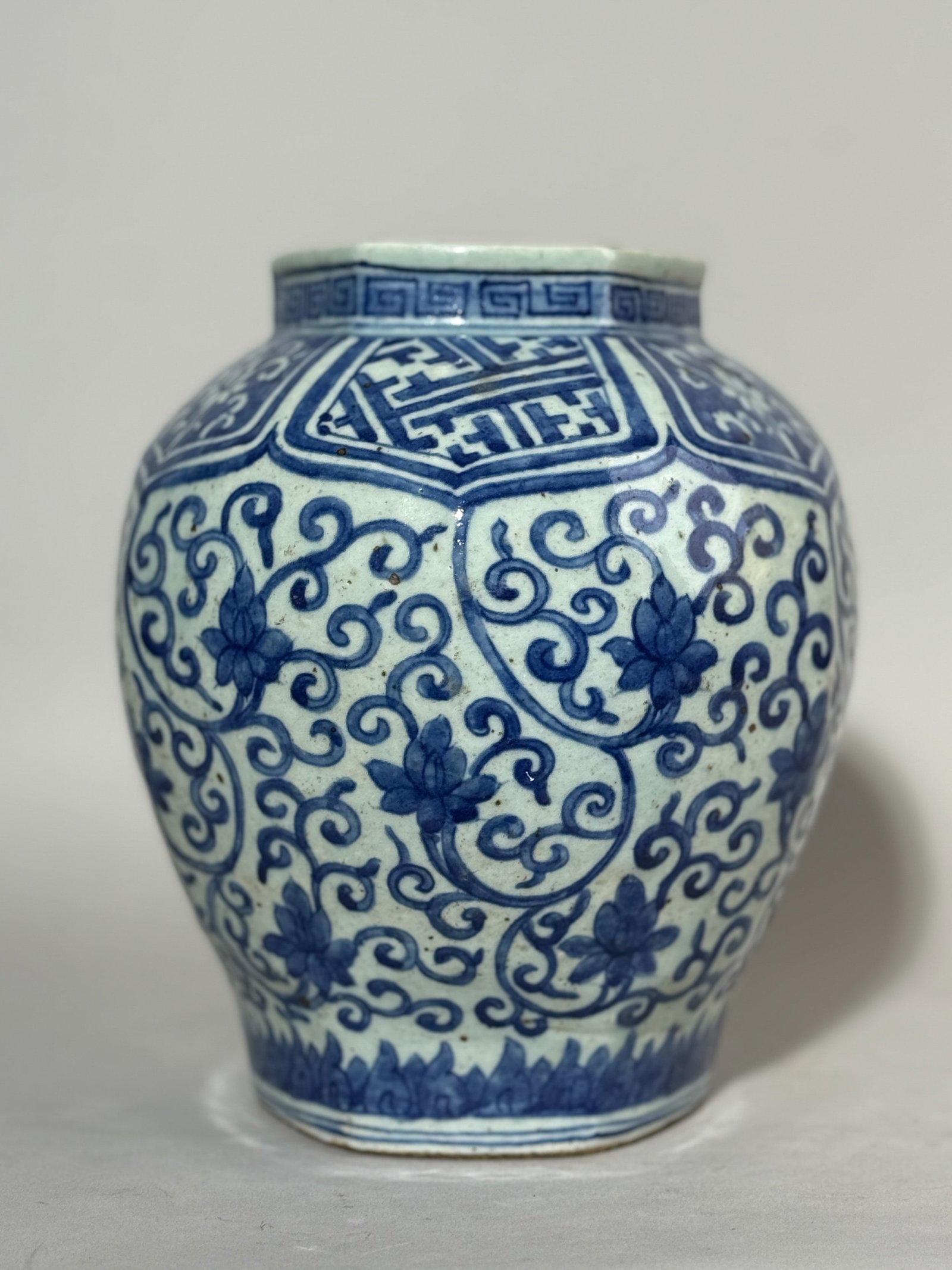 A CHINESE BLUE AND WHITE PORCELAIN VASE WITH LOTUS (1 of 12)