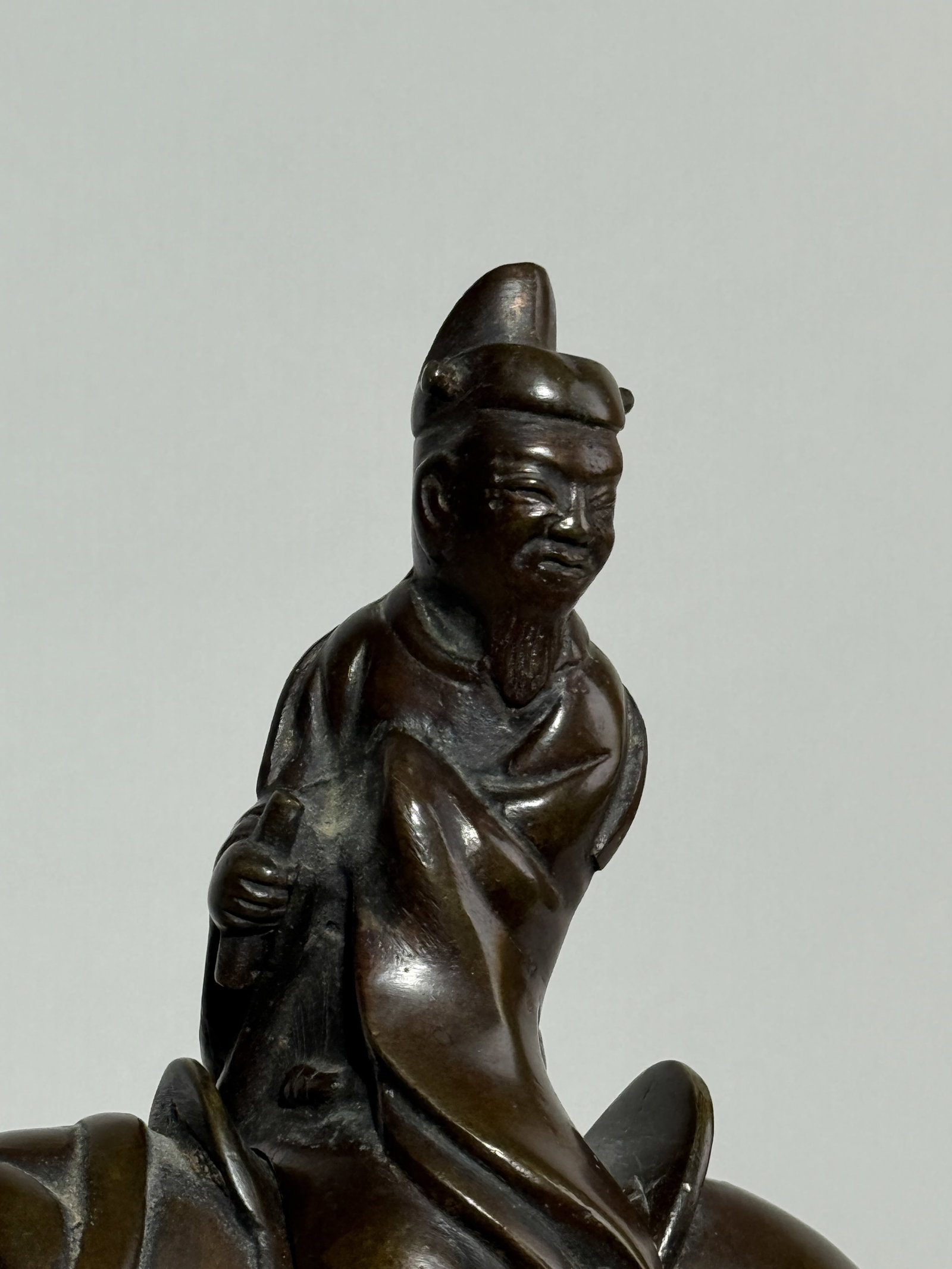 CHINESE BRONZE CENSER OF SCHOLAR RIDING MULE - 2