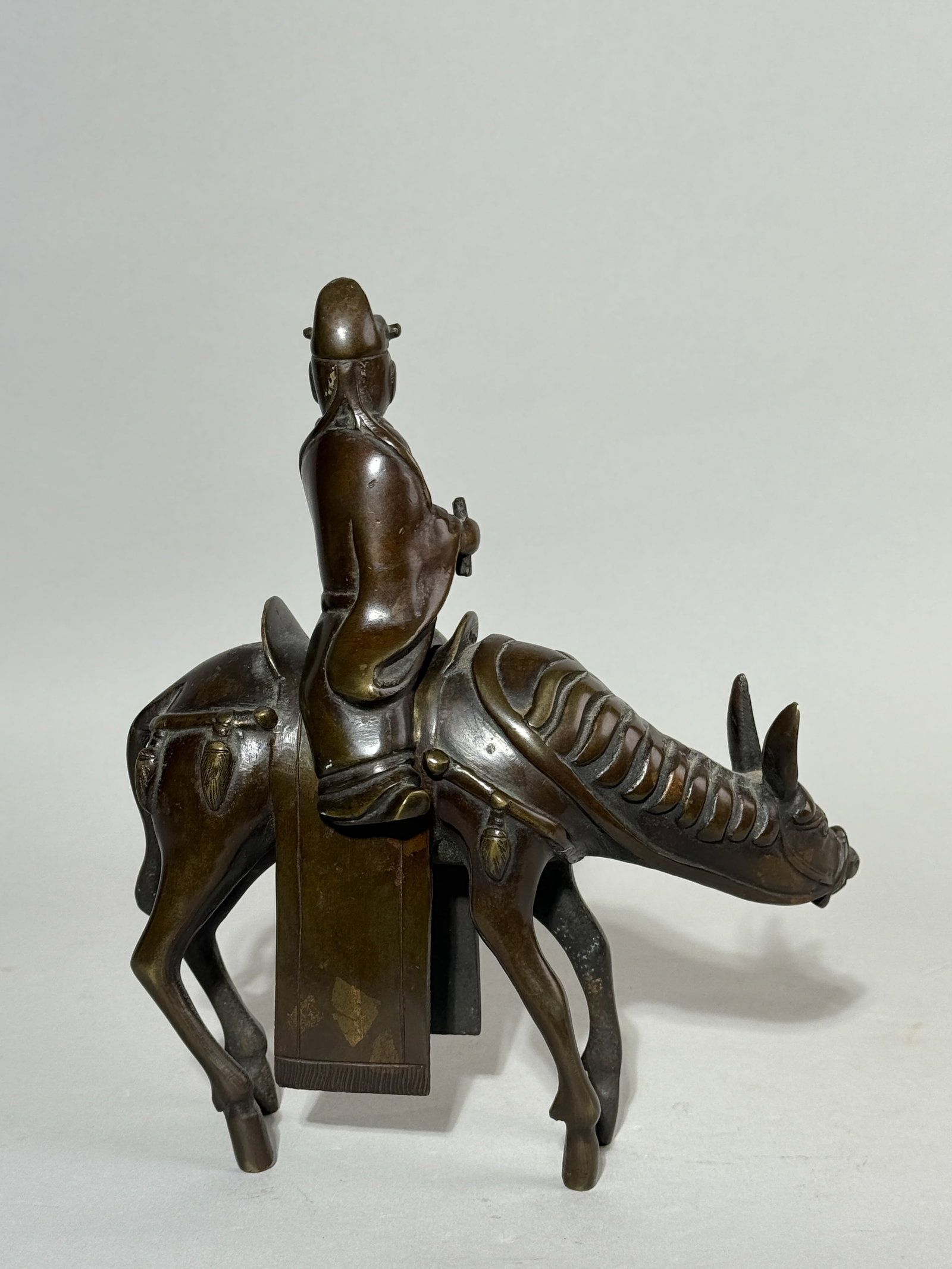 CHINESE BRONZE CENSER OF SCHOLAR RIDING MULE - 4