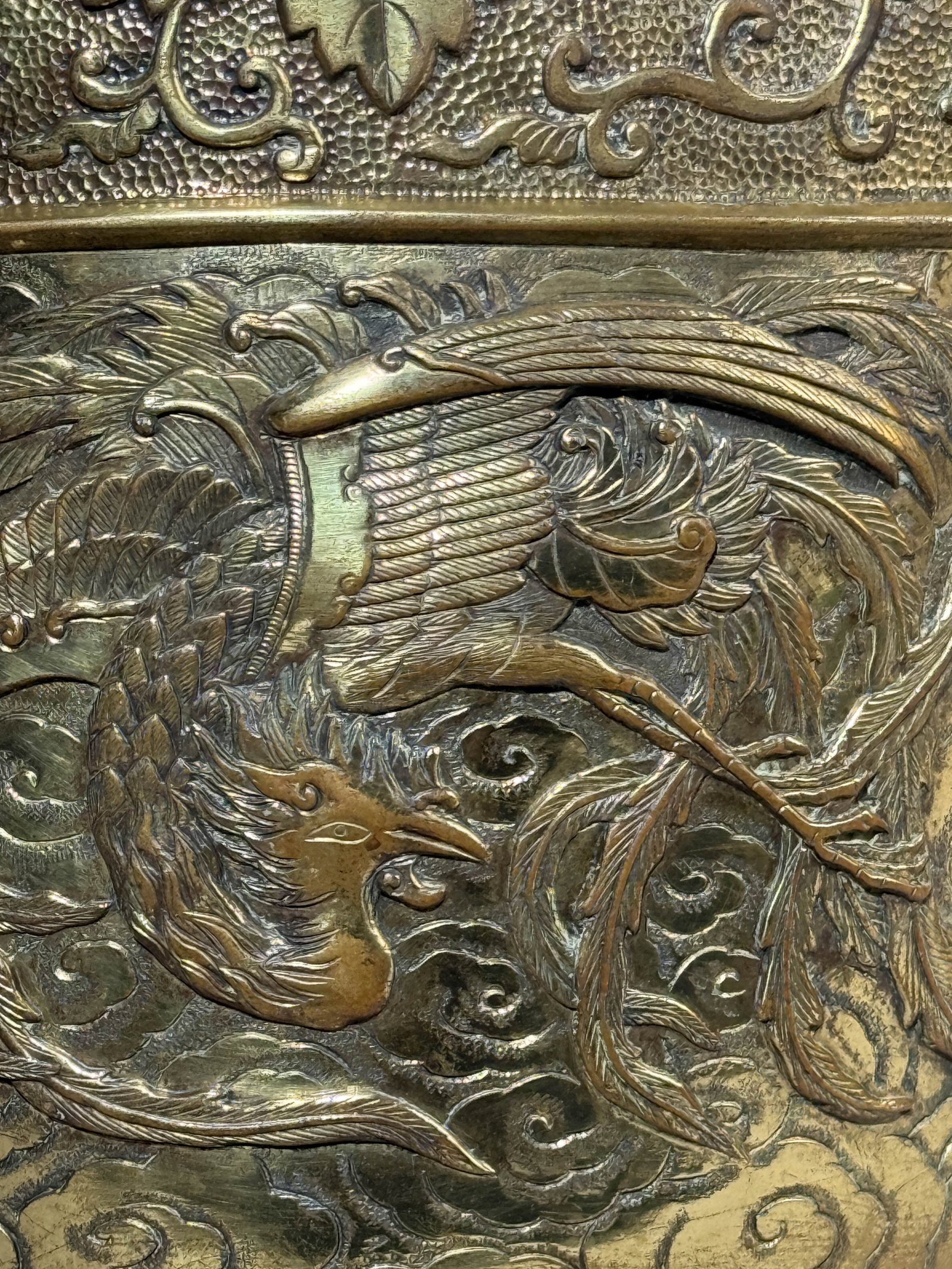 JAPANESE MEIJI BRONZE VASE WITH PHOENIX MOTIF - 9