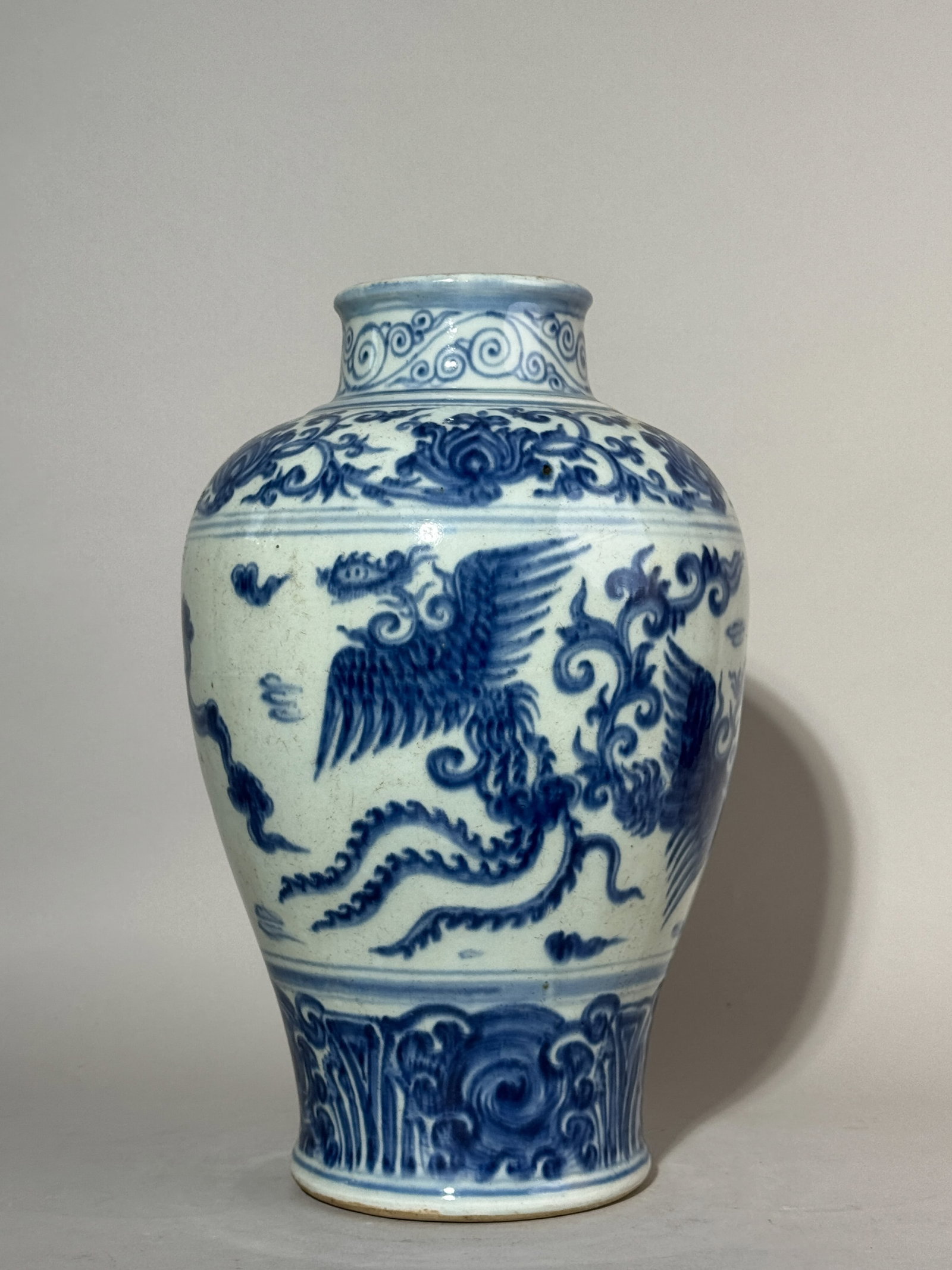 CHINESE BLUE AND WHITE MEIPING WITH PHOENIX (1 of 10)