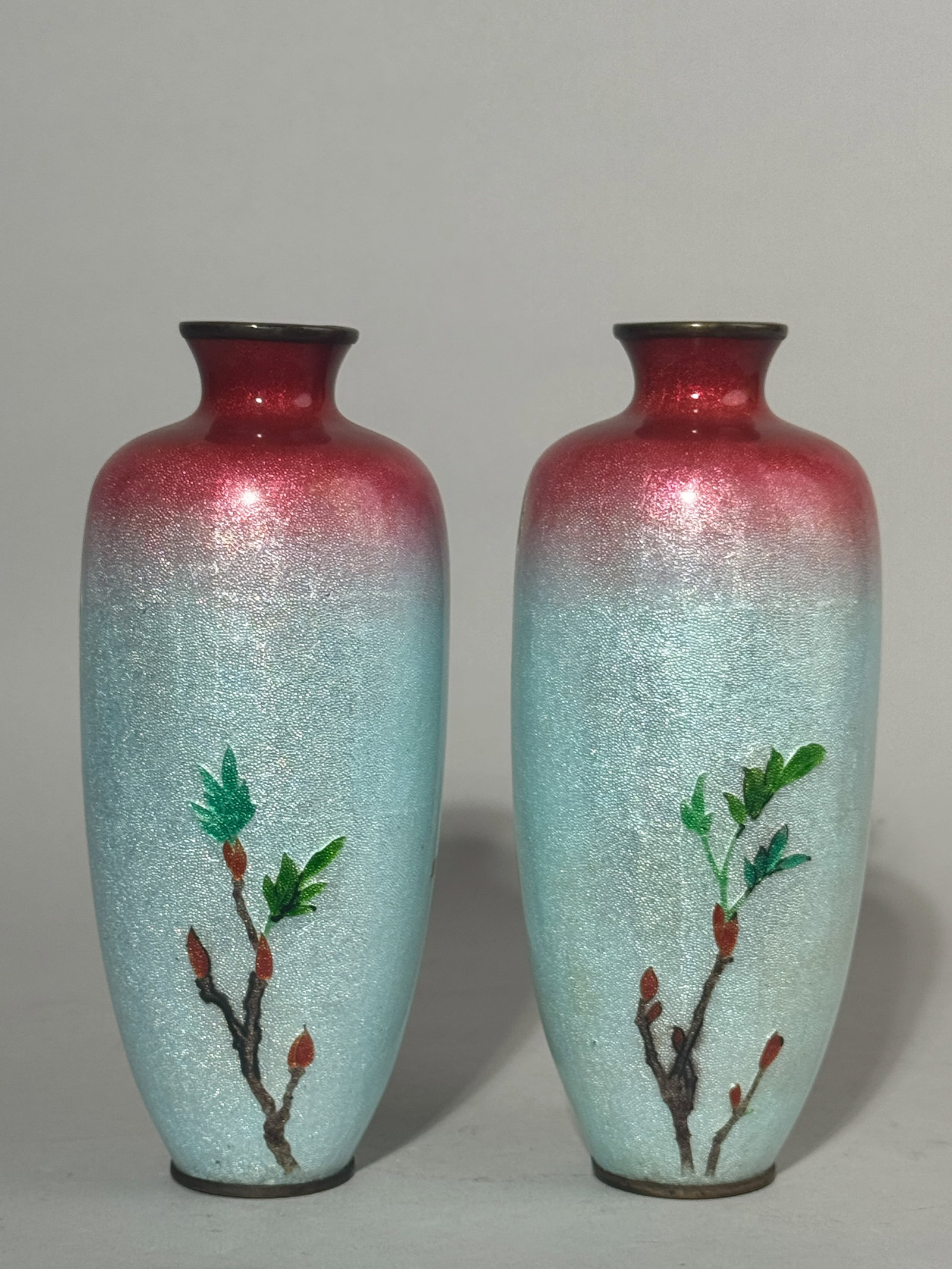 PAIR OF JAPANESE GINBARI CLOISONNE VASES - 7