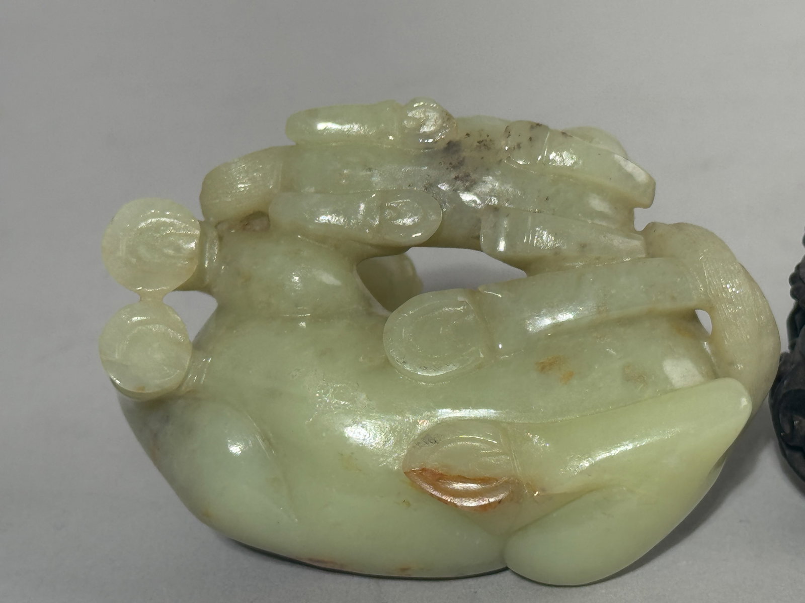 CHINESE YELLOW JADE CARVING OF HORSE FAMILY - 13
