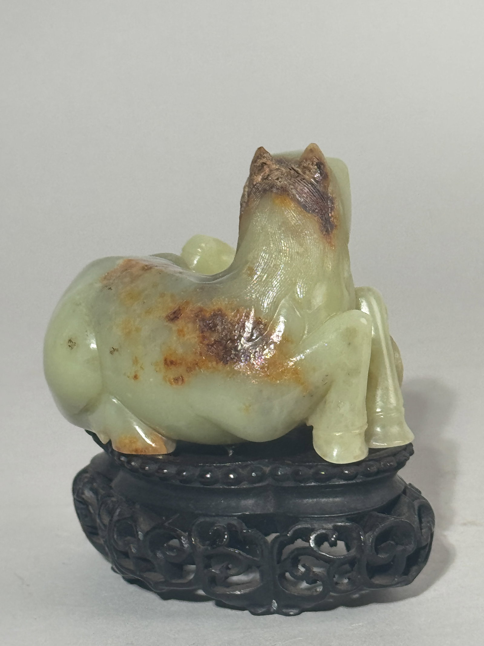 CHINESE YELLOW JADE CARVING OF HORSE FAMILY - 3